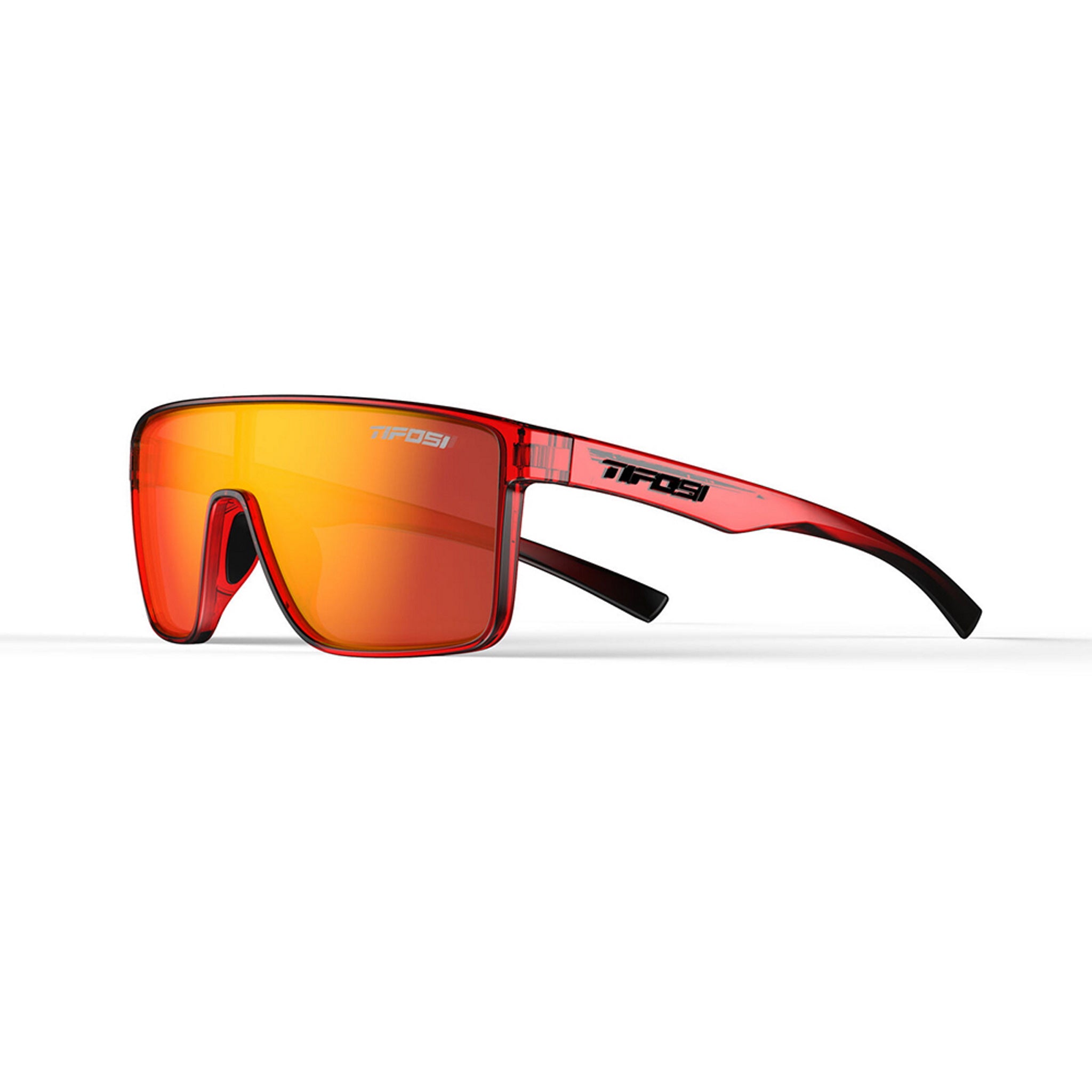 Tifosi Sanctum Oversize Sunglasses in Crystal Red Fade with Smoke Red Mirror Lenses