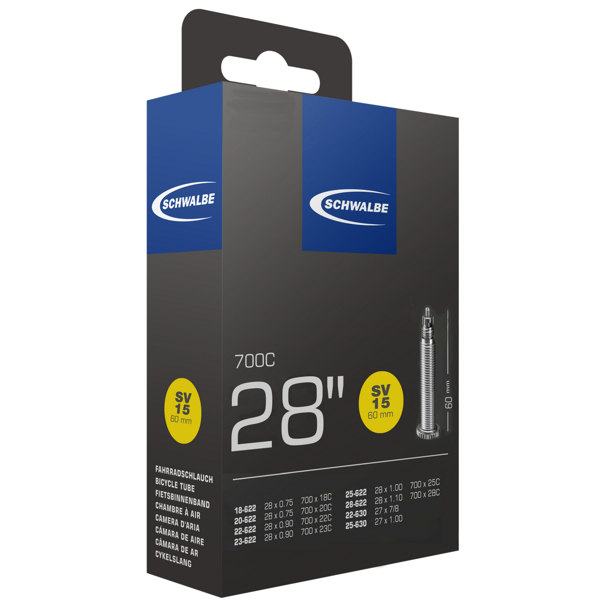 Schwalbe SV15 Presta 60mm 700x18 - 28 High - Quality Inner Tube, 105g