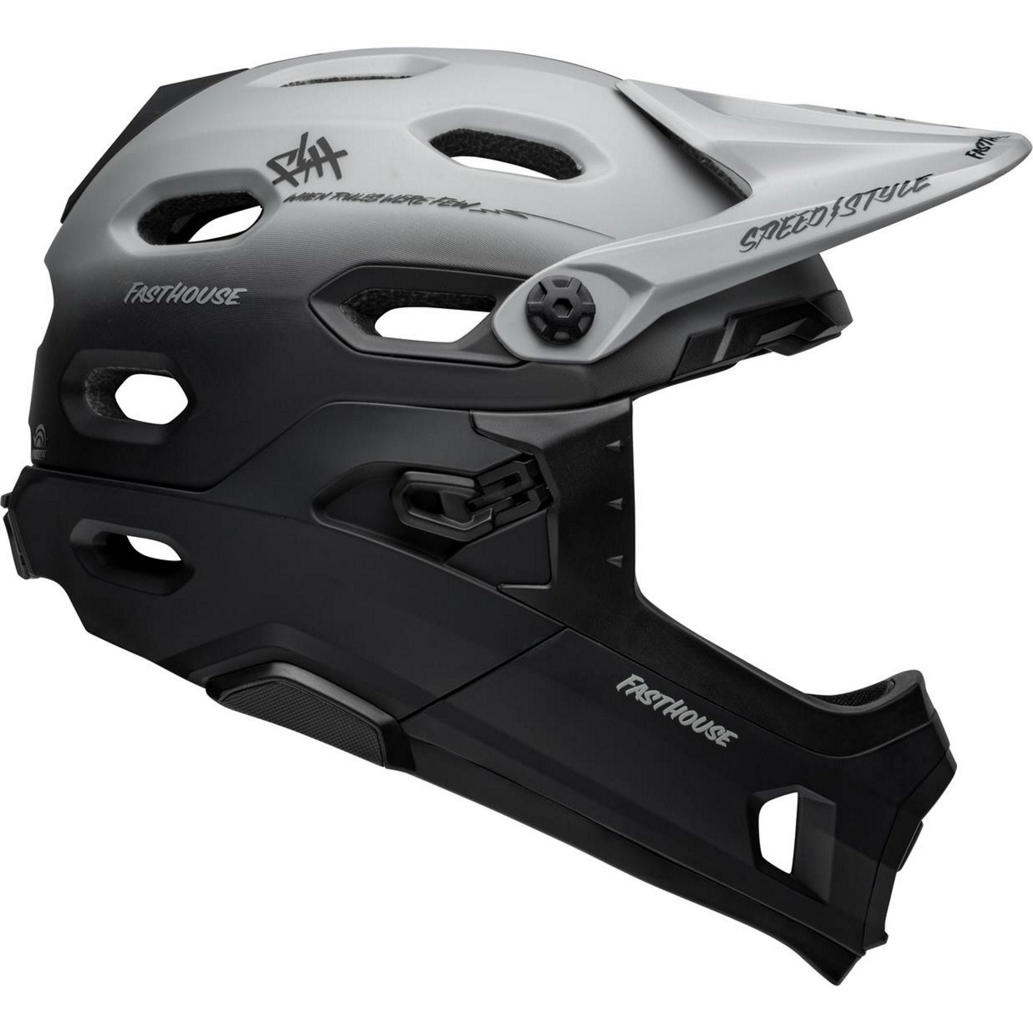 Bell Super DH Spherical Adult Mountain Bike Helmet with Fasthouse Matte Gray and Black Color Scheme