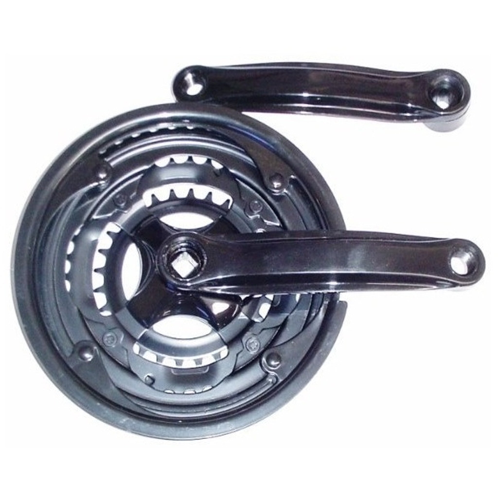 Neco Single Piece 170mm Steel Triple Crankset with 28-38-48T Chainrings in Sleek Black Finish