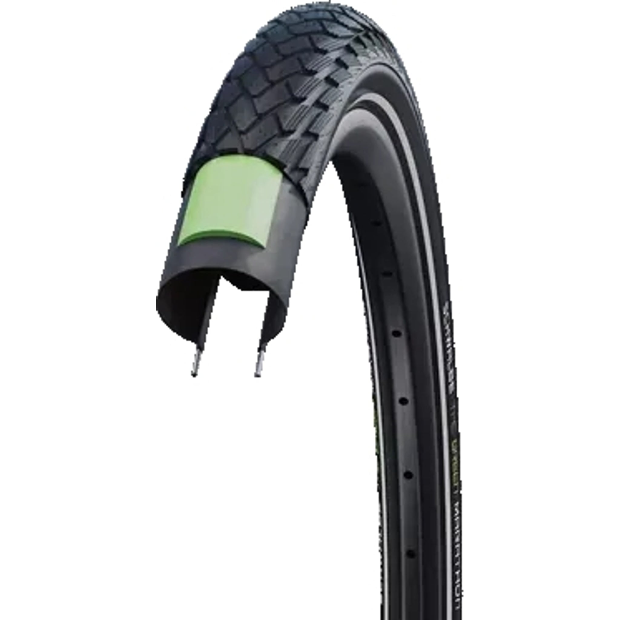 Schwalbe Green Marathon E - 50 Hybrid Bicycle Tire with Wire Bead, Size 700 x 38c, Black Color with Reflective Design
