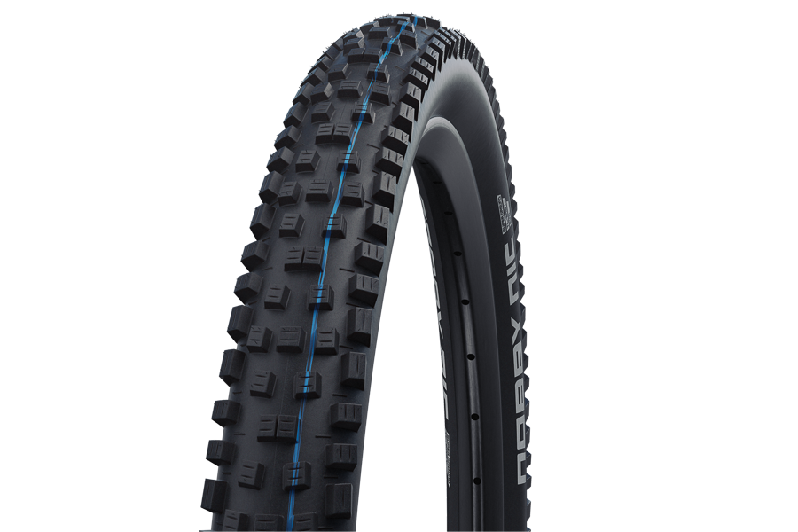 Schwalbe Brand Mountain Bike Tyre - Nobby Nic 27.5 x 2.4 Evolution Folding Addix SpeedGrip Blue Color TL - Easy SuperTrail HS602
