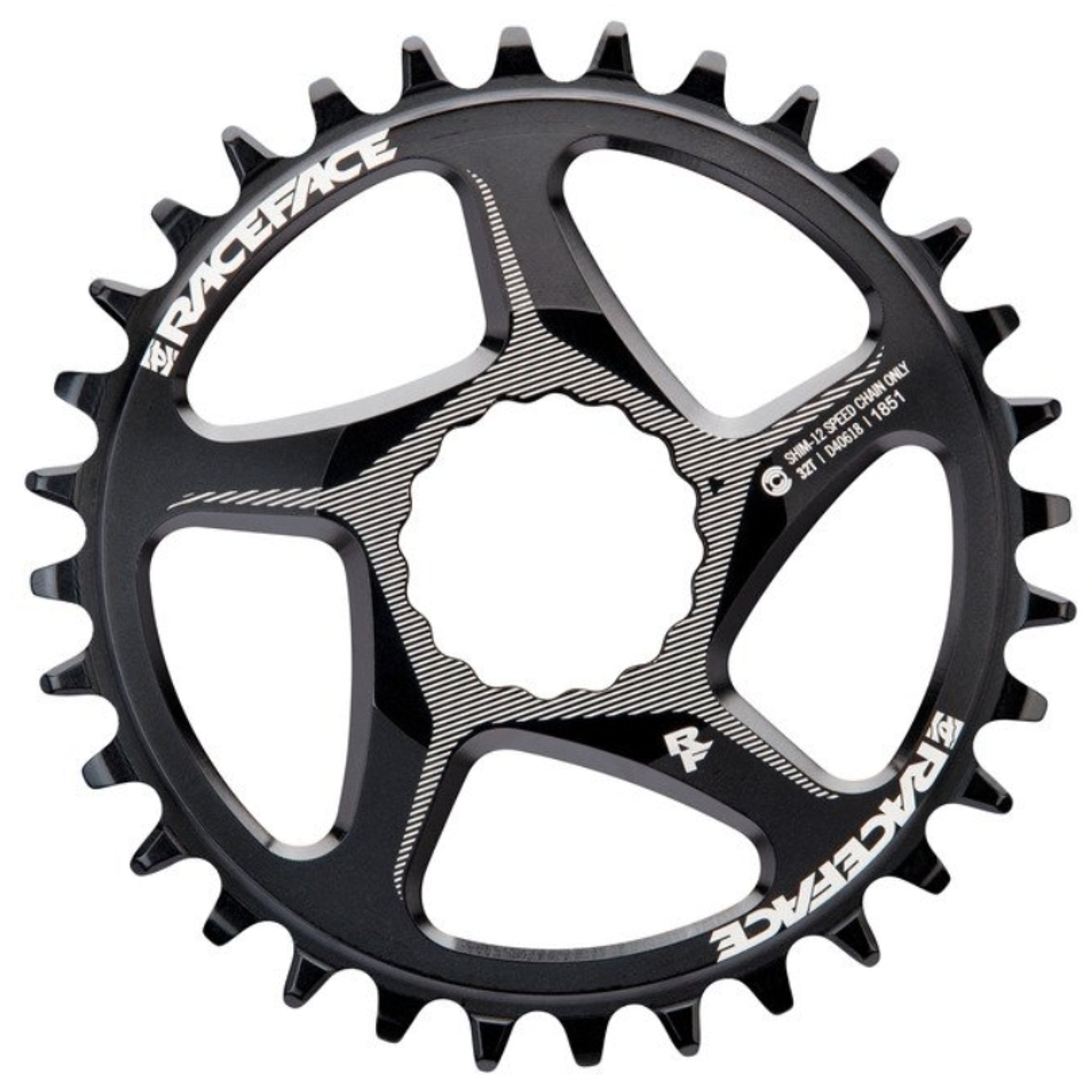 Black Race Face Cinch Dm Chainring with 30T Teeth for Shimano 12-Speed Drivetrains
