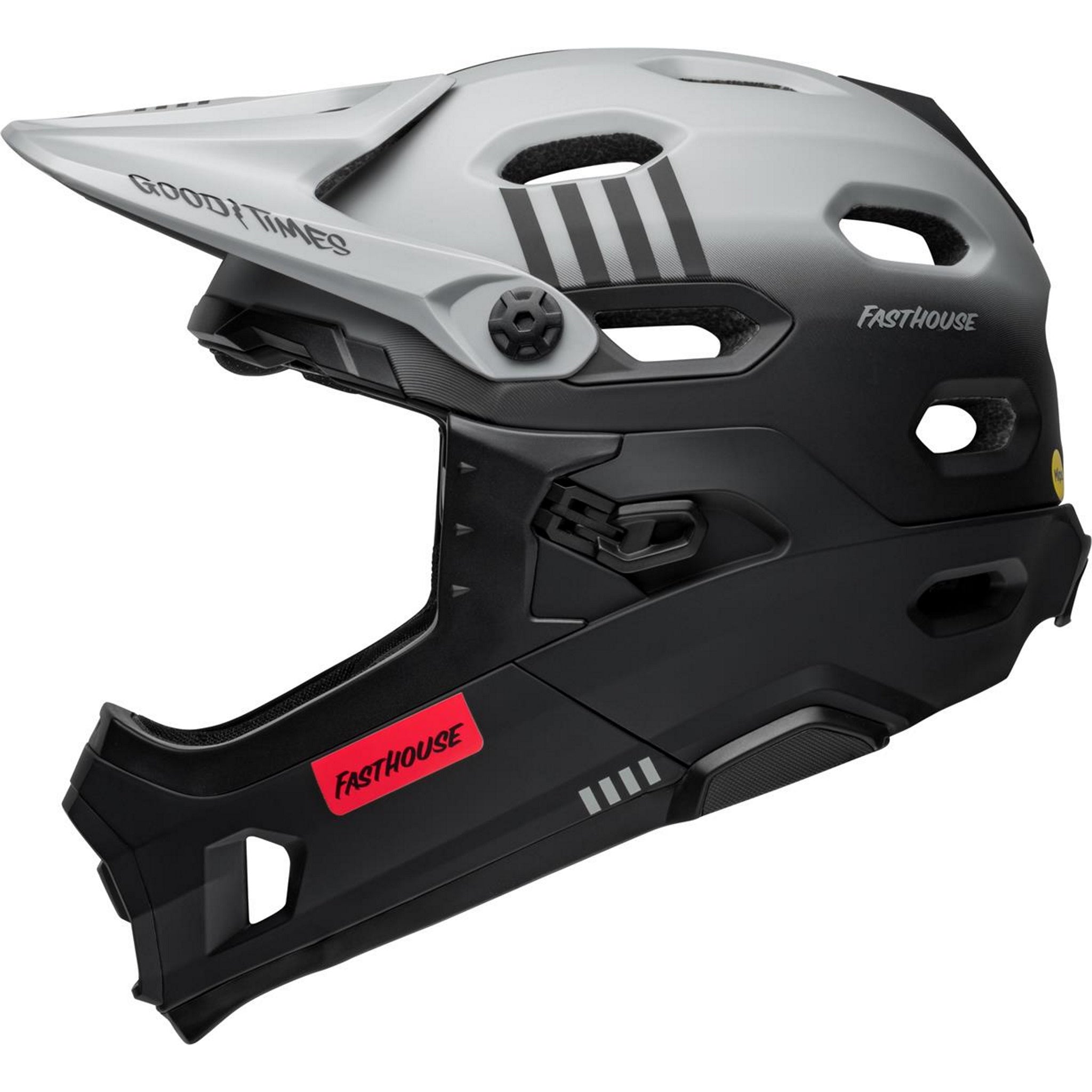 Bell Super DH Spherical Adult Mountain Bike Helmet with Fasthouse Matte Gray and Black Color Scheme