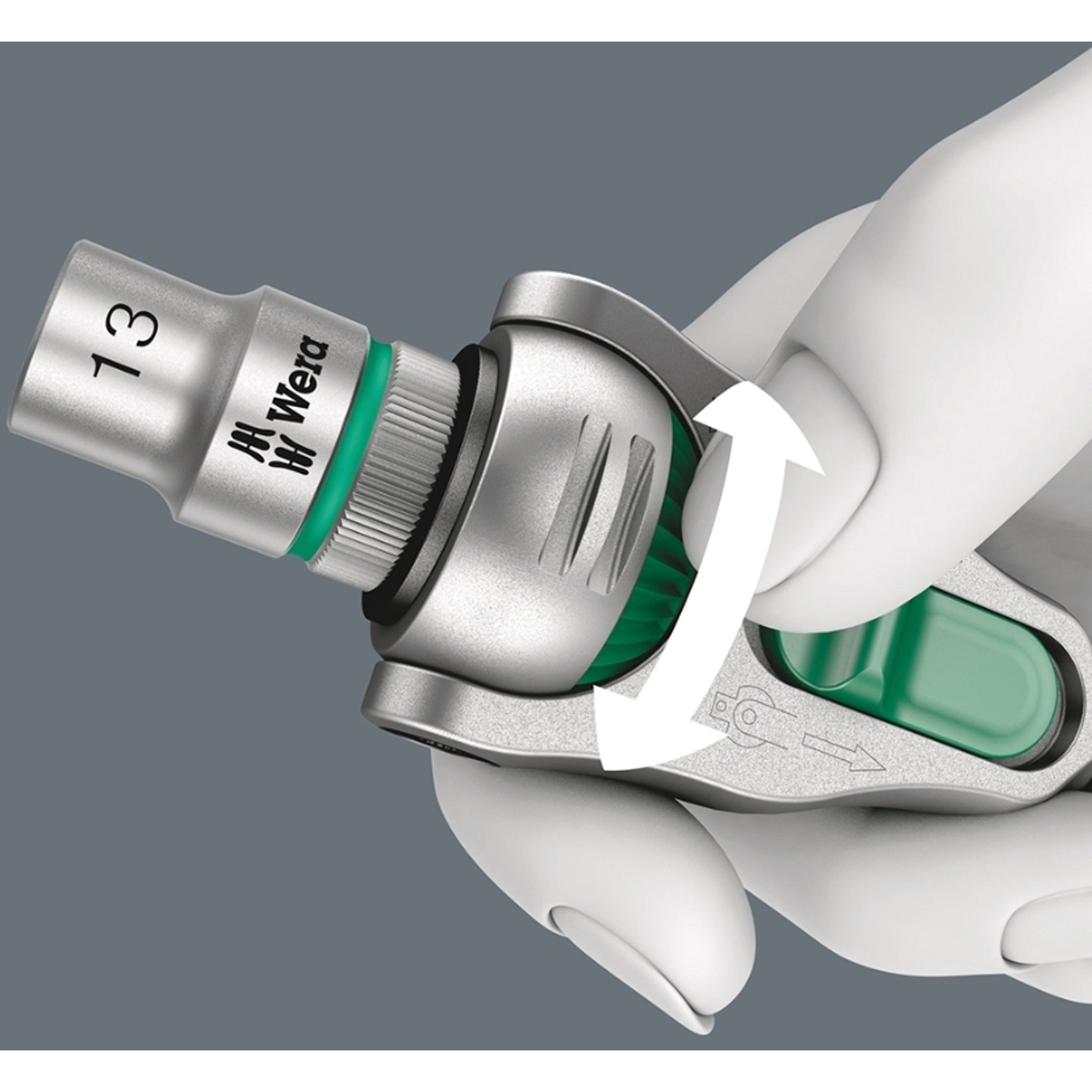 Wera 8008 A Zyklop Mini Ratchet with 1/4 Square Drive for Precise Work