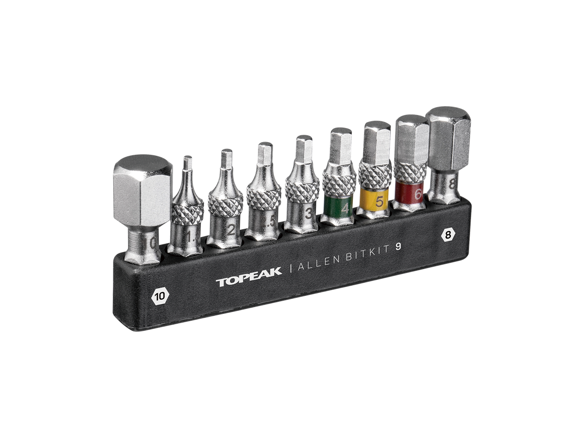 Topeak 9-Piece Allen Bitkit for Ratchet and Torque Wrenches - Ideal for Bike Repair