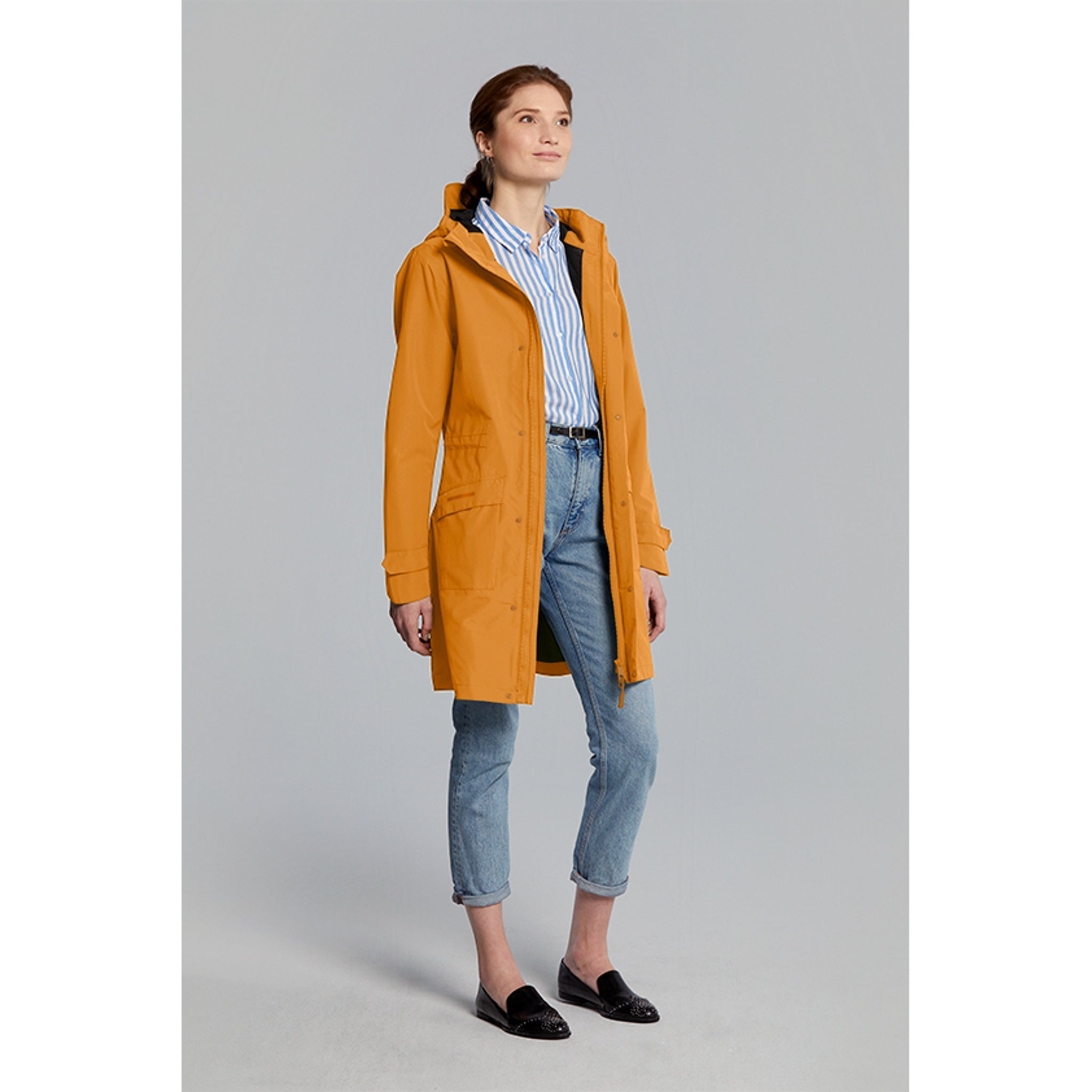 Golden Brown Basil Mosse Waterproof Breathable Women's Bicycle Rain Parka