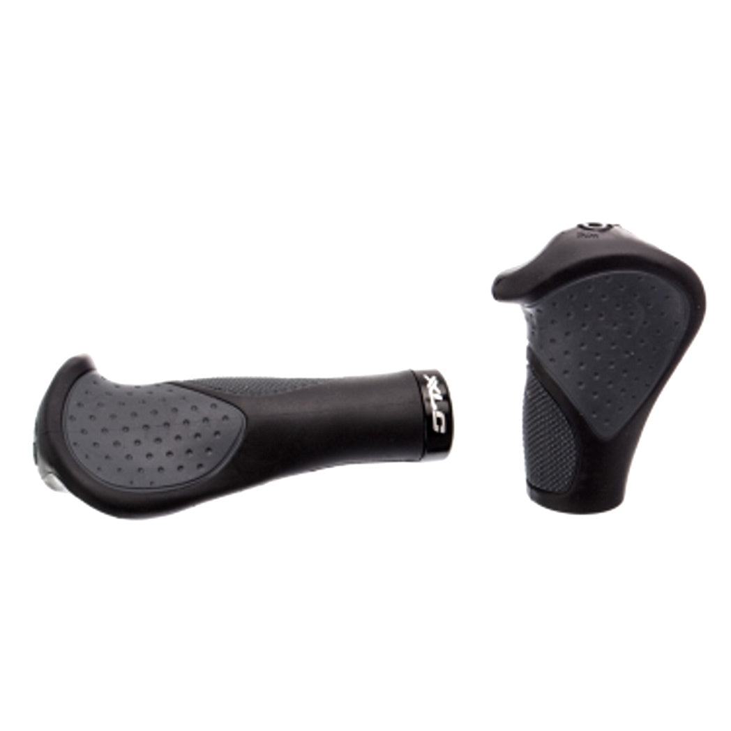 XLC GR-S22 Ergonomic Lock-On Bicycle Grips in 135mm and 92mm Sizes for Twist-Shift Bikes, Grey and Black Colors