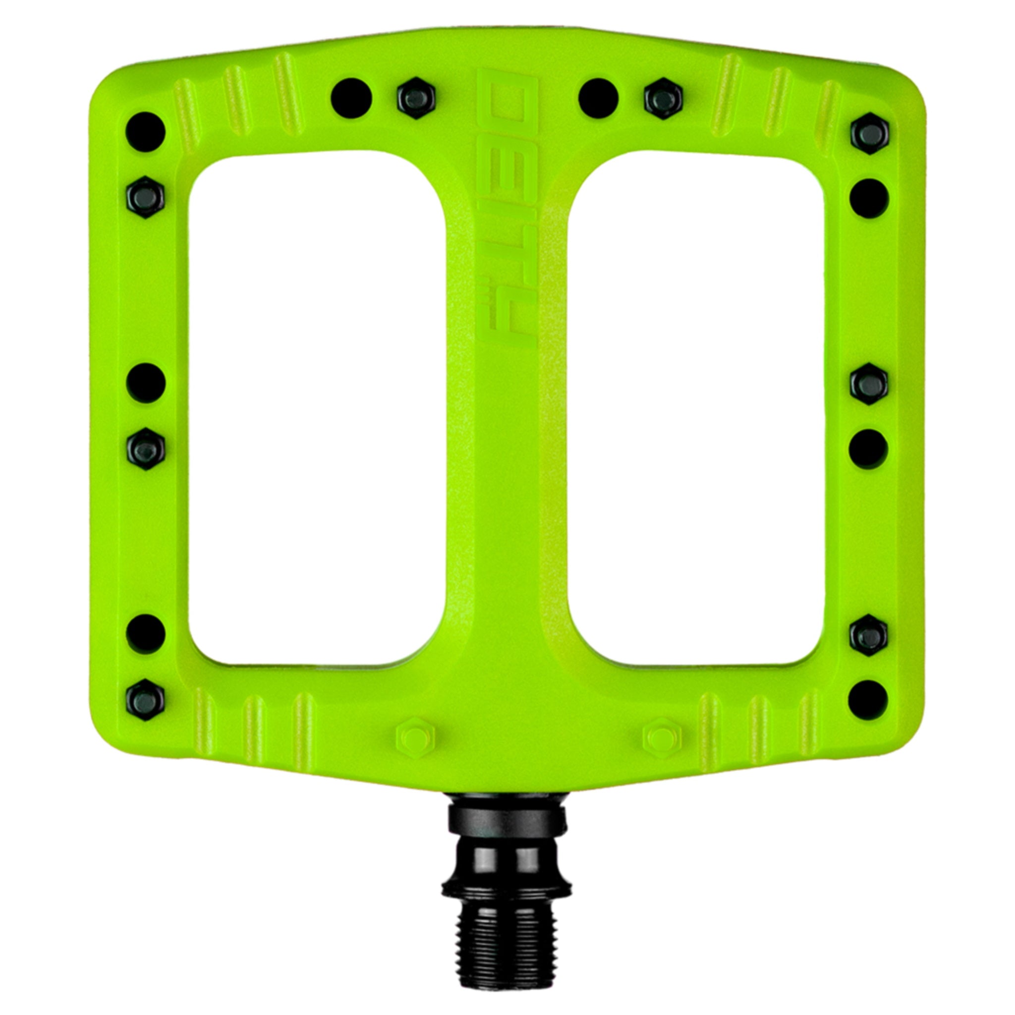Green Deity Deftrap Mountain Bike Pedals - Ideal for Flat Pedal Enthusiasts