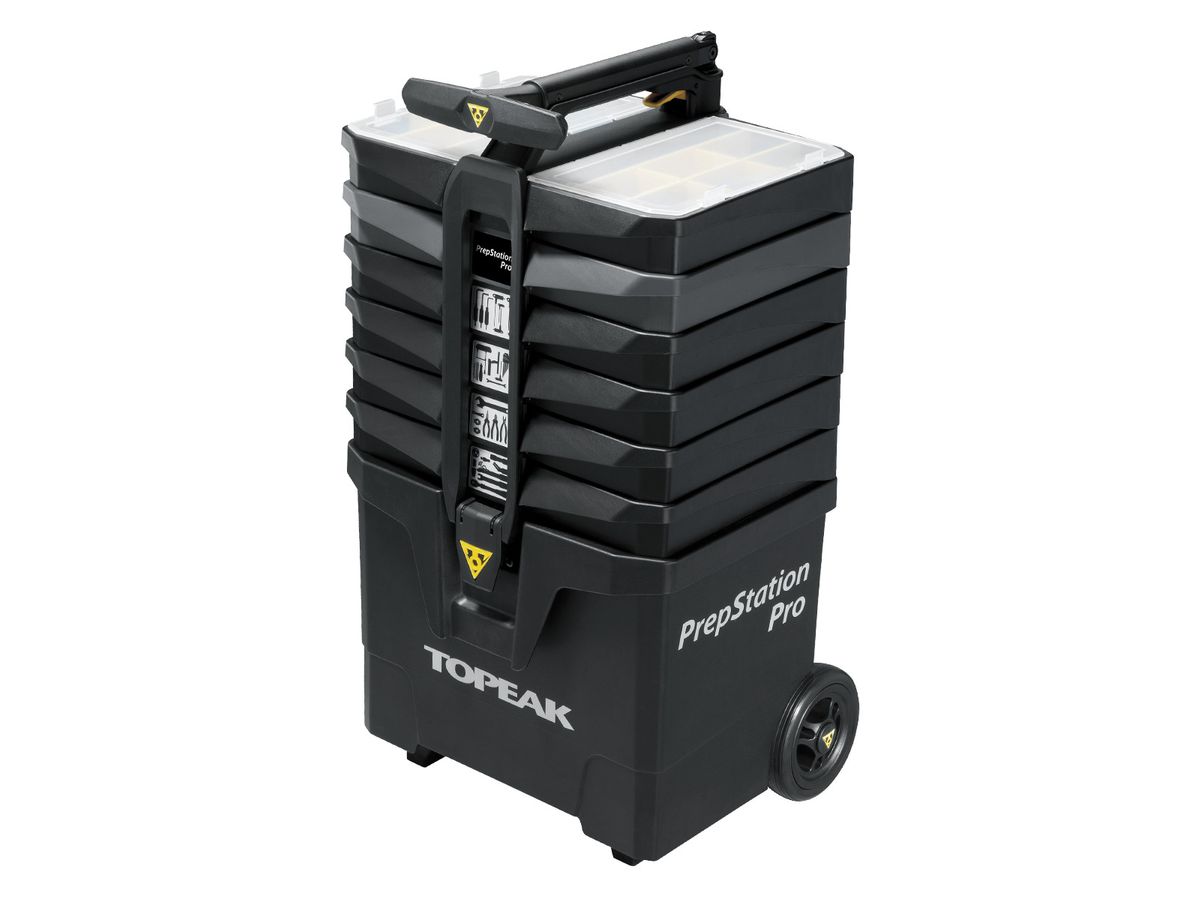 Topeak Professional Bike Tool Set - Prepstation Pro 55 with Easy - Moving Trolley Tool Station