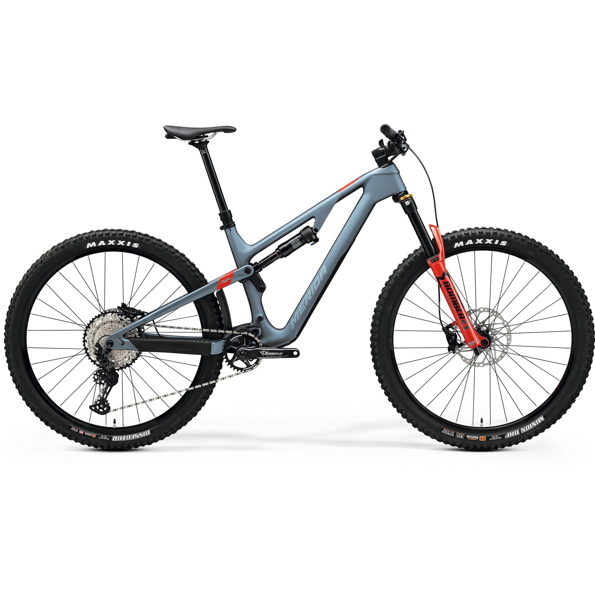 Merida One Forty 6000 Enduro Mountain Bike in Stunning Silk Steel Blue and Red Color Scheme