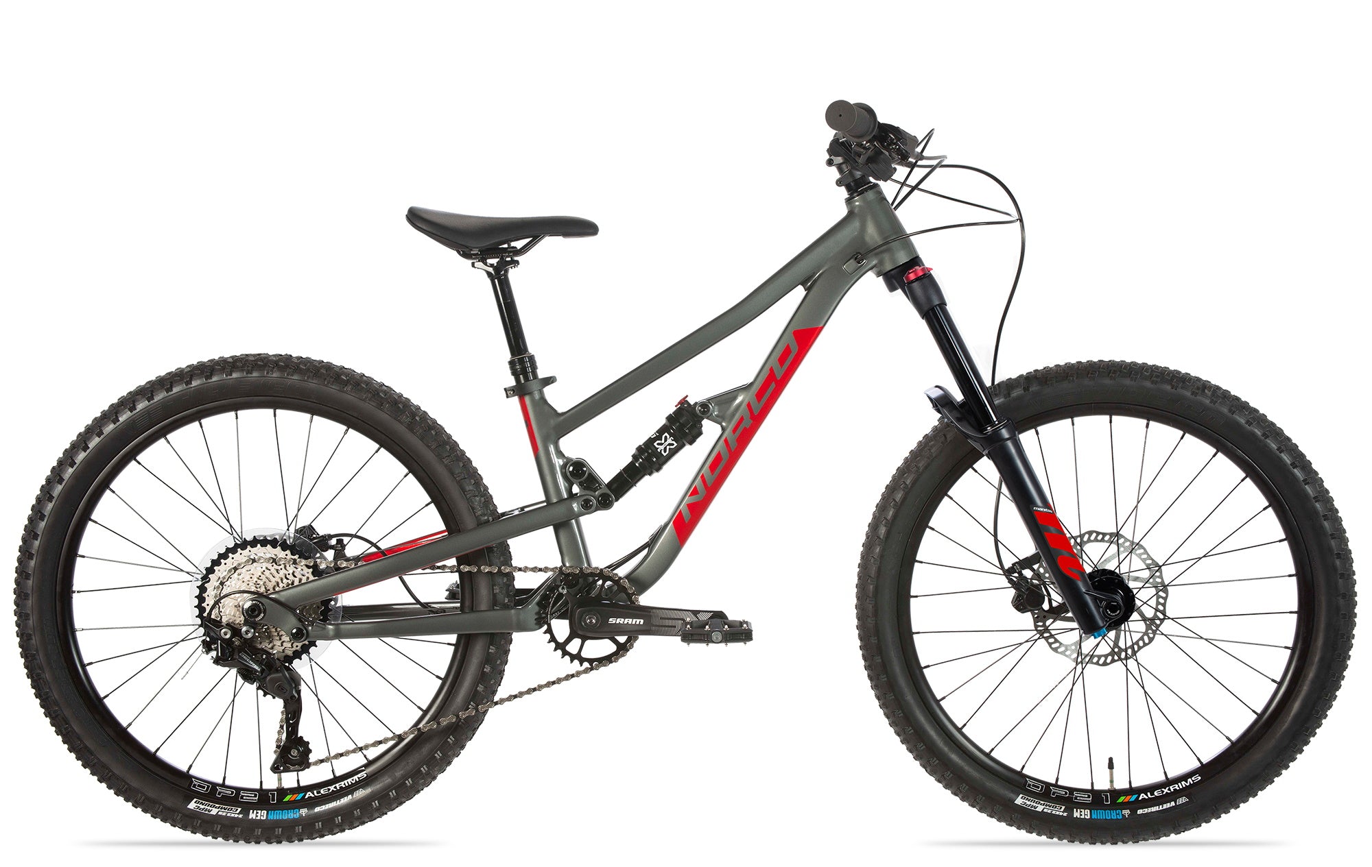 Norco Fluid 4.2 FS 24-Inch Kids Mountain Bike in Charcoal Grey and Red