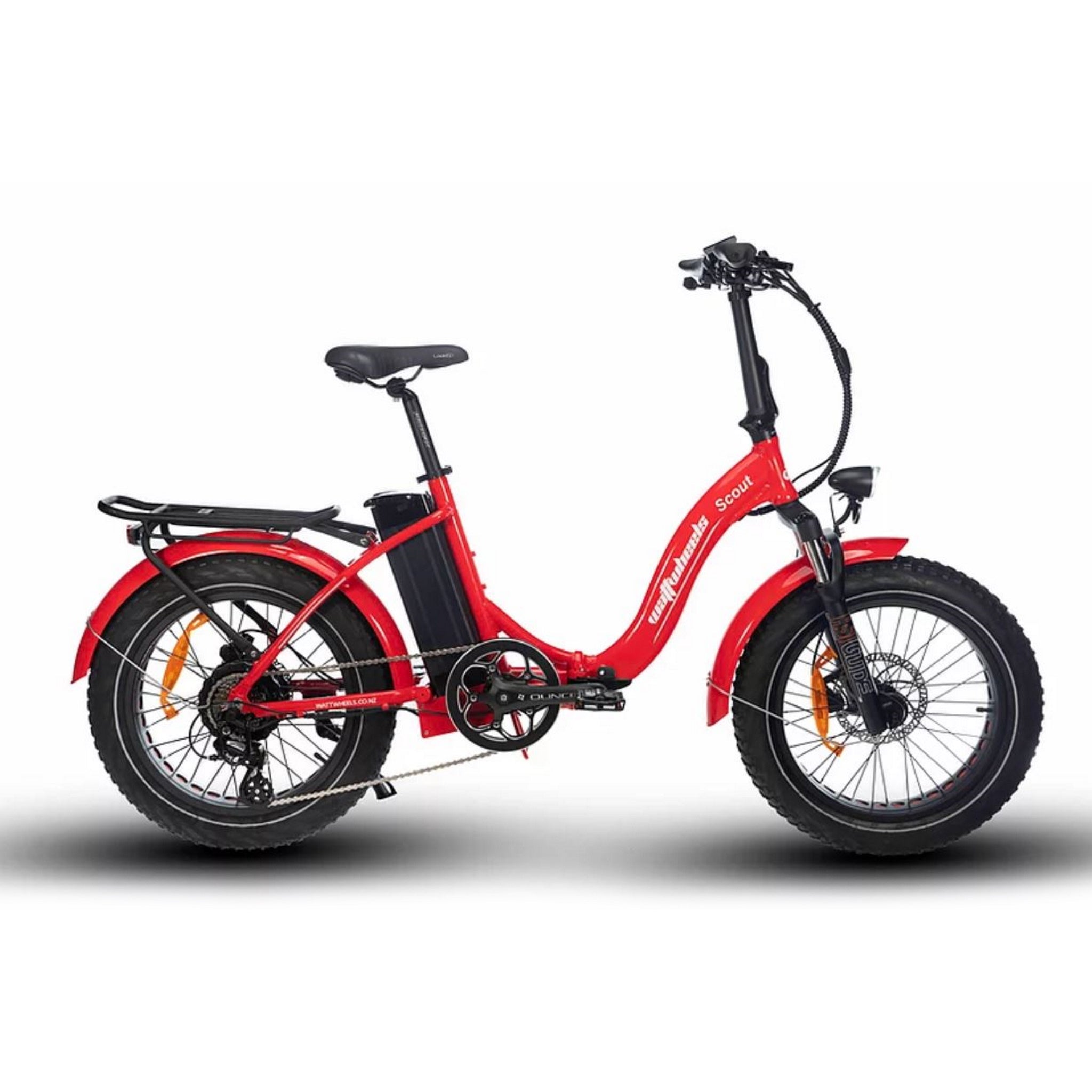 High - Performance Watt Wheels Scout LS Foldable Electric Bicycle with 624wh Battery in Glossy Red Color