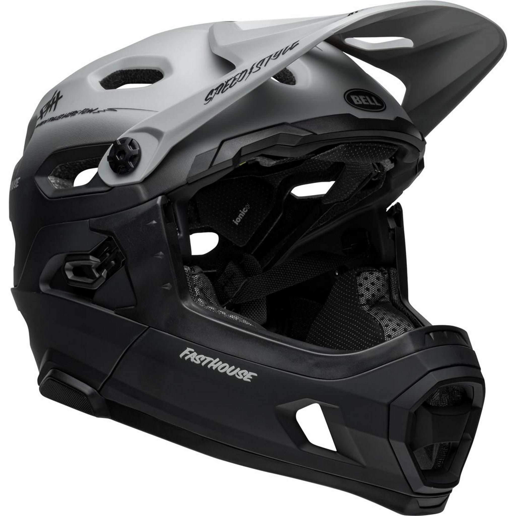 Bell Super DH Spherical Adult Mountain Bike Helmet with Fasthouse Matte Gray and Black Color Scheme