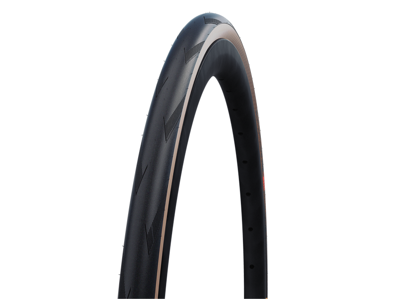 Schwalbe Professional One Tubeless Road Bike Tire - 700 x 25 Evolution Folding Super Race Model with V - Guard Protection and Transparent Sidewall (HS493)