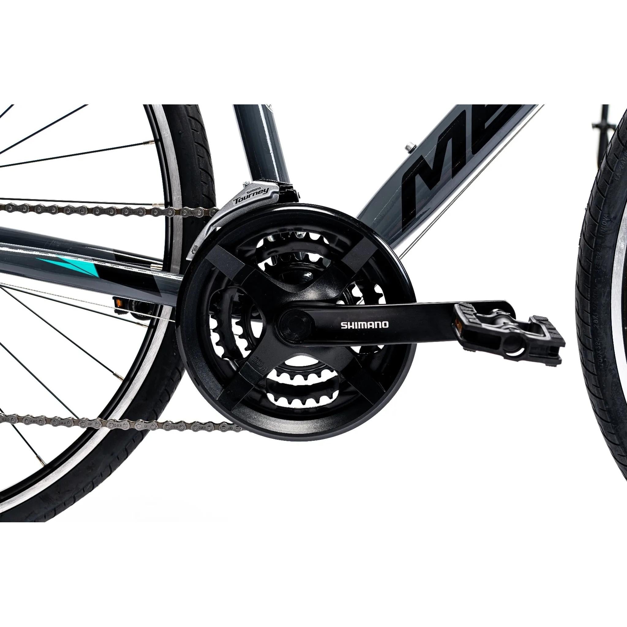 Merida Women's Flat Bar Road Bicycle - Speeder 10-V W in Glossy Grey, Black and Teal Colors