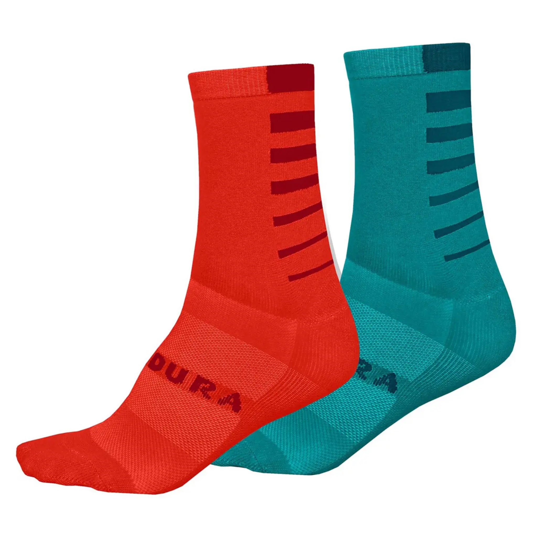 Endura Women's Twin Pack of Coolmax Stripe Socks in Pacific Blue for Cycling and Everyday Use