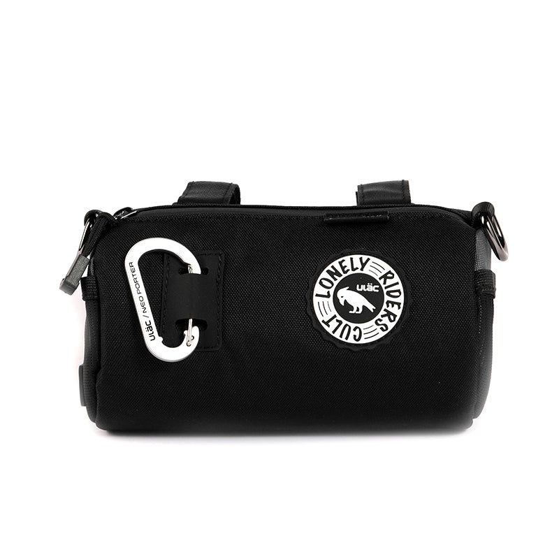 ULAC 1.5L Black/Grey Handlebar Roll Bag with Carabiner for Bicycles