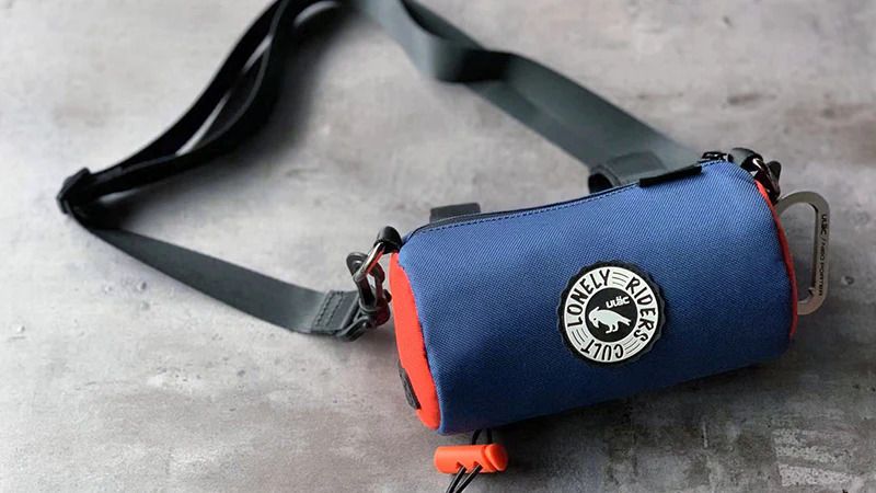 ULAC Navy Orange 1.1L Handlebar Roll Bag with Carabiner for Cycling
