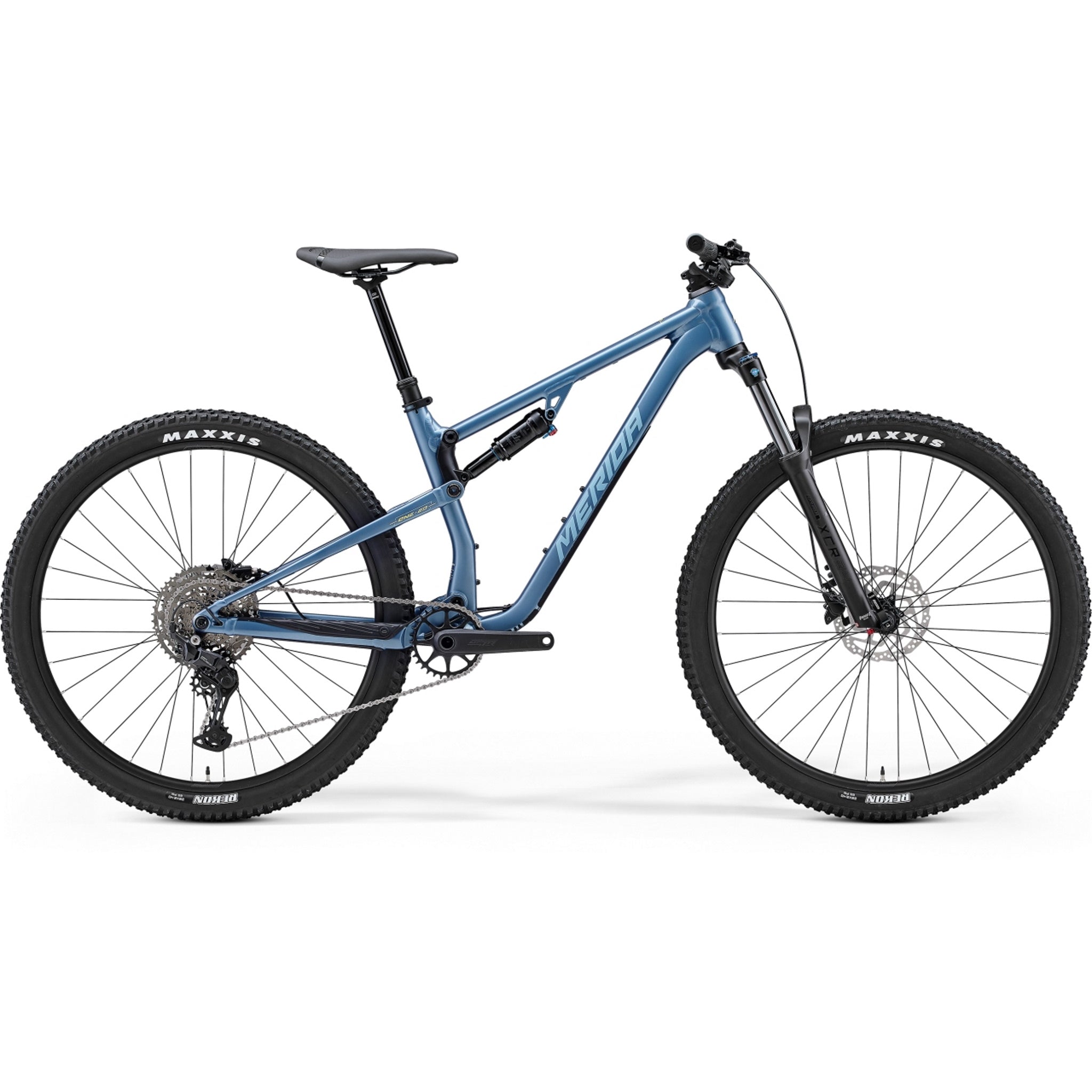 Merida One Twenty 300 Trail Bike in Silk Steel Blue (Blue/Lime) - High - Performance & Value