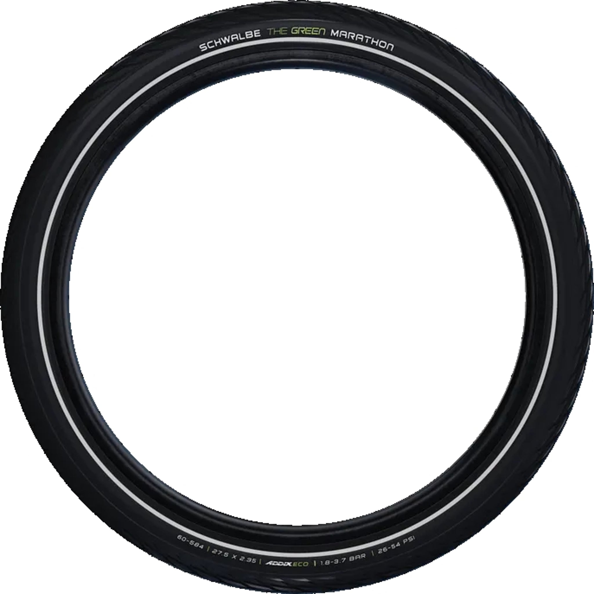 Schwalbe Green Marathon E - 50 Hybrid Bicycle Tire with Wire Bead, Size 700 x 38c, Black Color with Reflective Design
