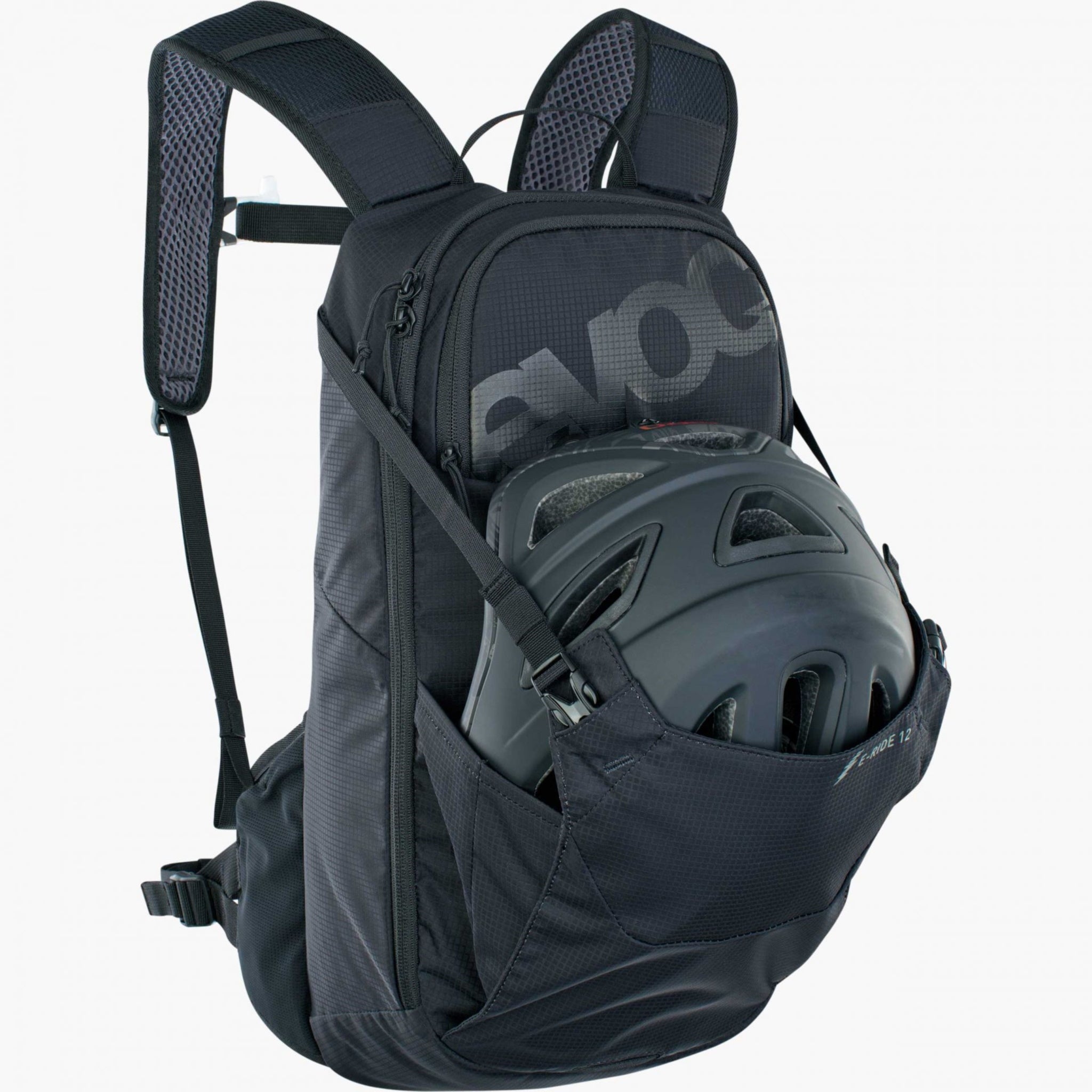 Evoc E-Ride 12L Electric Bicycle Backpack in Stone and Petrol Color Scheme
