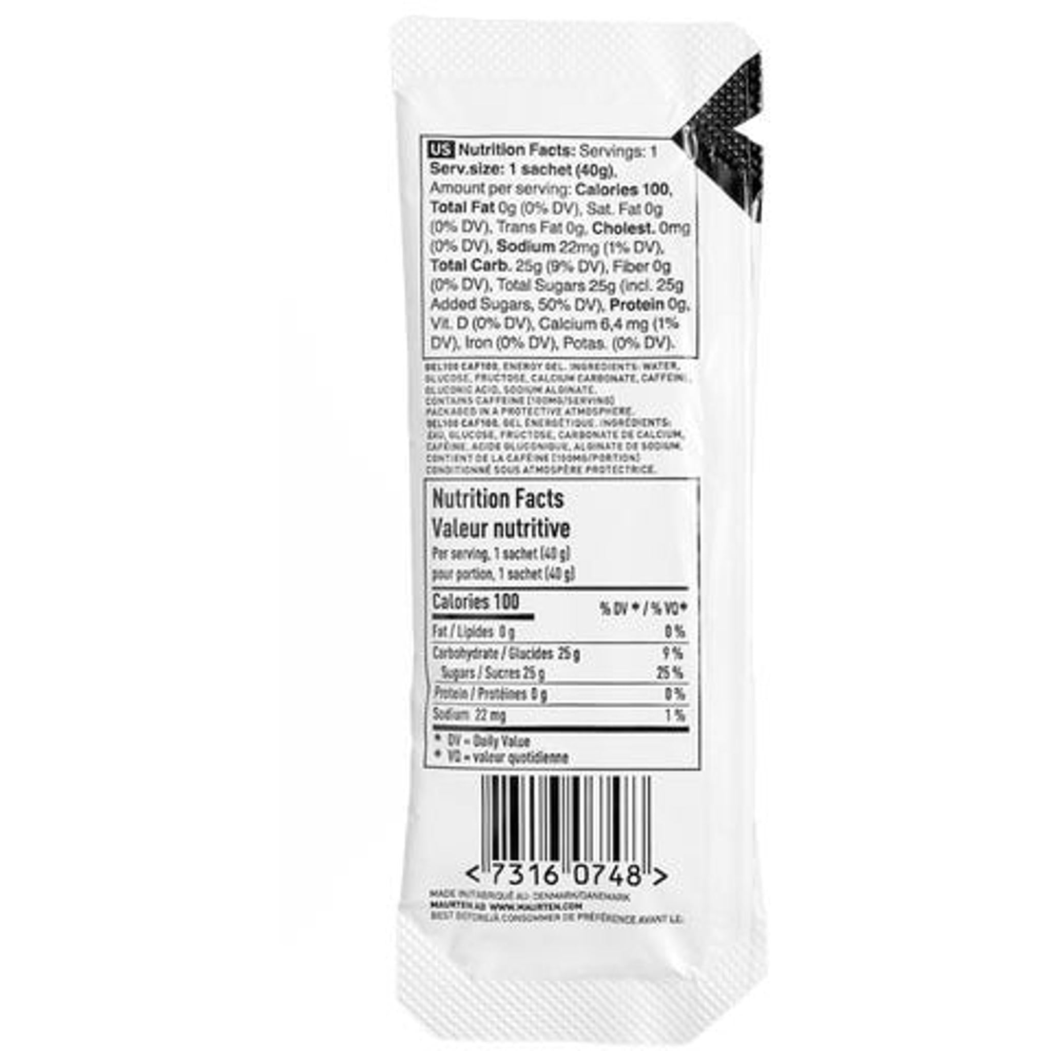 Maurten 100 Caf Caffeinated Energy Gel 40g - Ideal for Short - Duration Sports