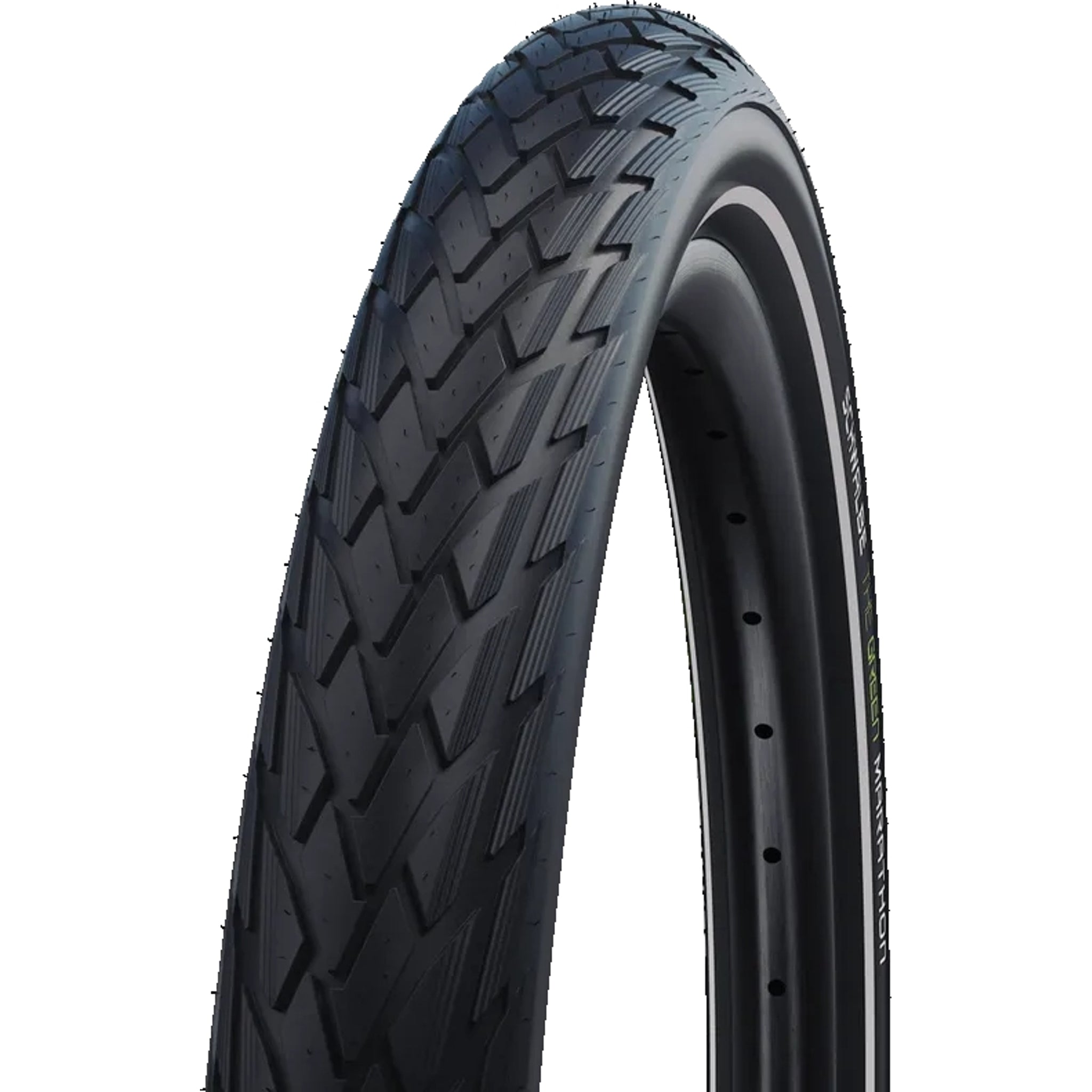Schwalbe Green Marathon E - 50 Hybrid Bicycle Tire with Wire Bead, Size 700 x 38c, Black Color with Reflective Design