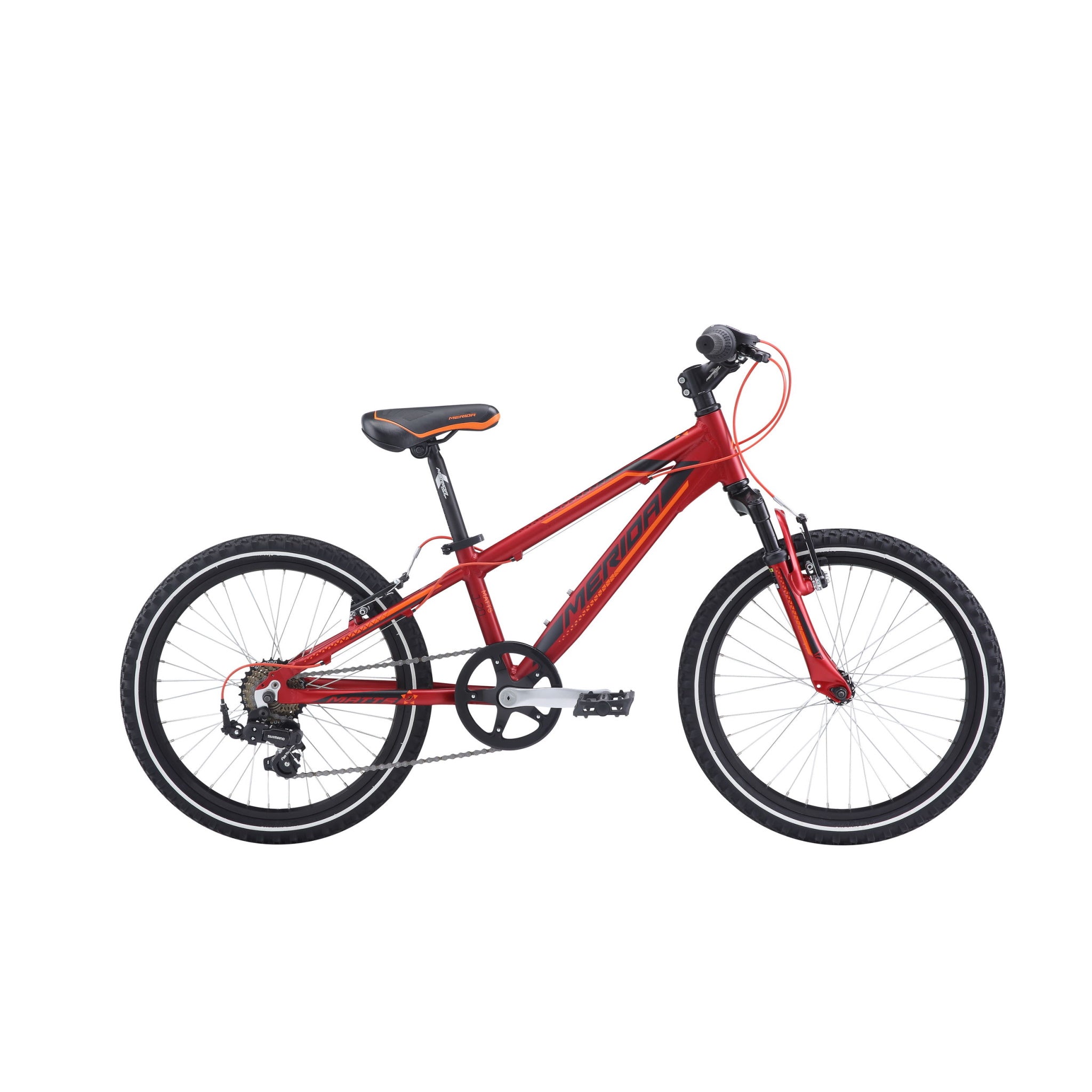 Merida Matts J20 20-Inch Kids' Mountain Bicycle in Red, Orange, and Black Colors