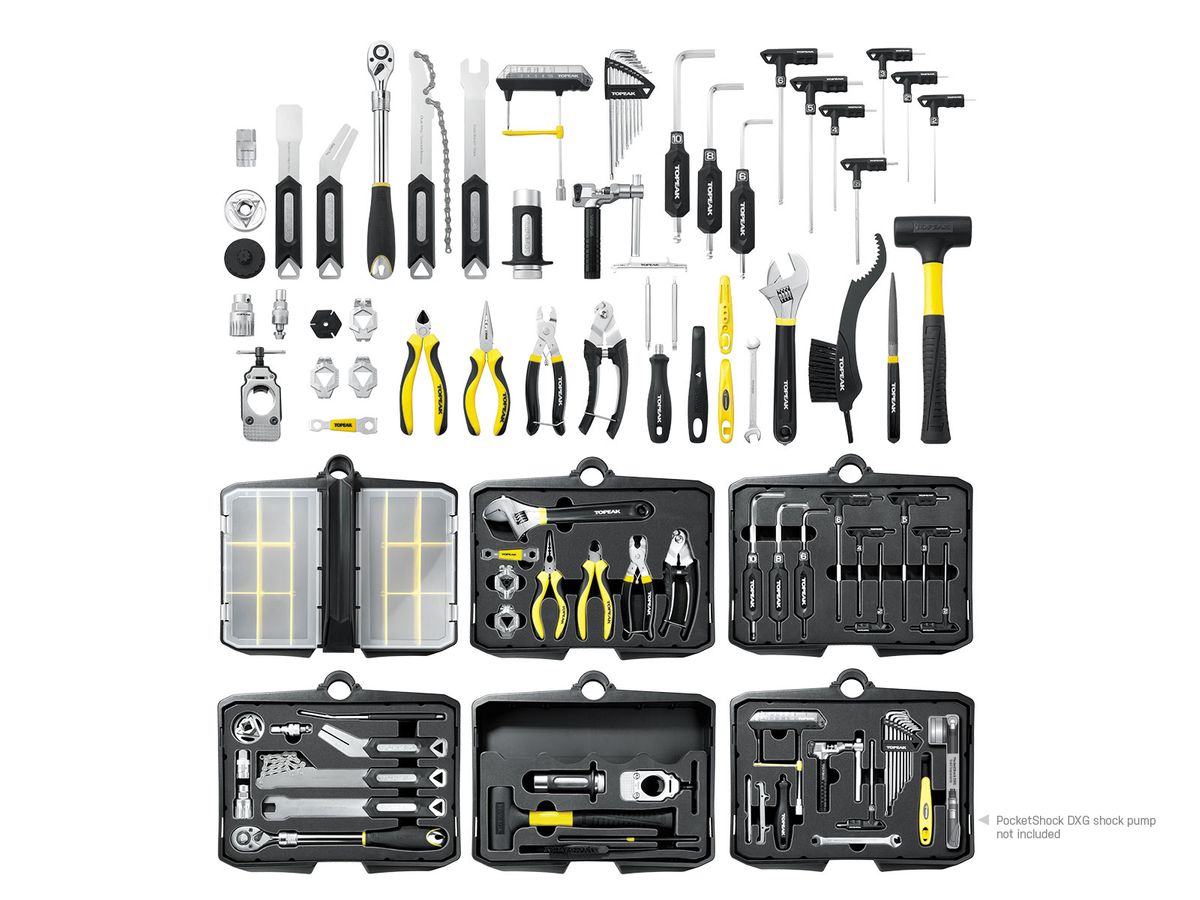 Topeak Professional Bike Tool Set - Prepstation Pro 55 with Easy - Moving Trolley Tool Station