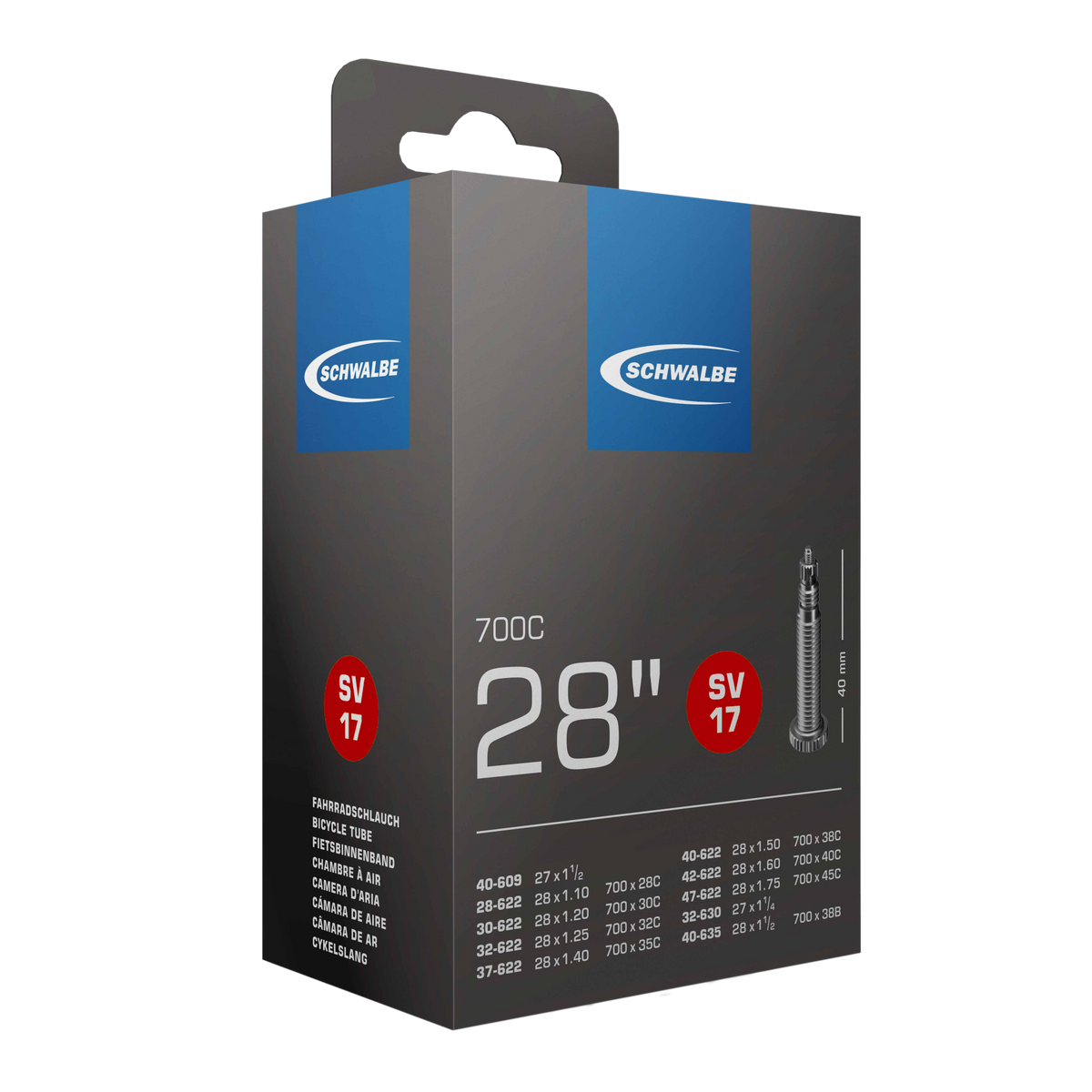Schwalbe SV15 Presta 60mm 700x18 - 28 High - Quality Inner Tube, 105g
