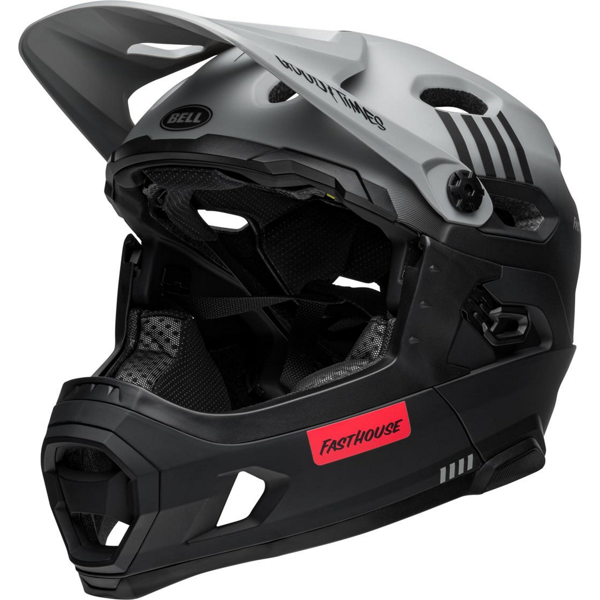 Bell Super DH Spherical Adult Mountain Bike Helmet with Fasthouse Matte Gray and Black Color Scheme