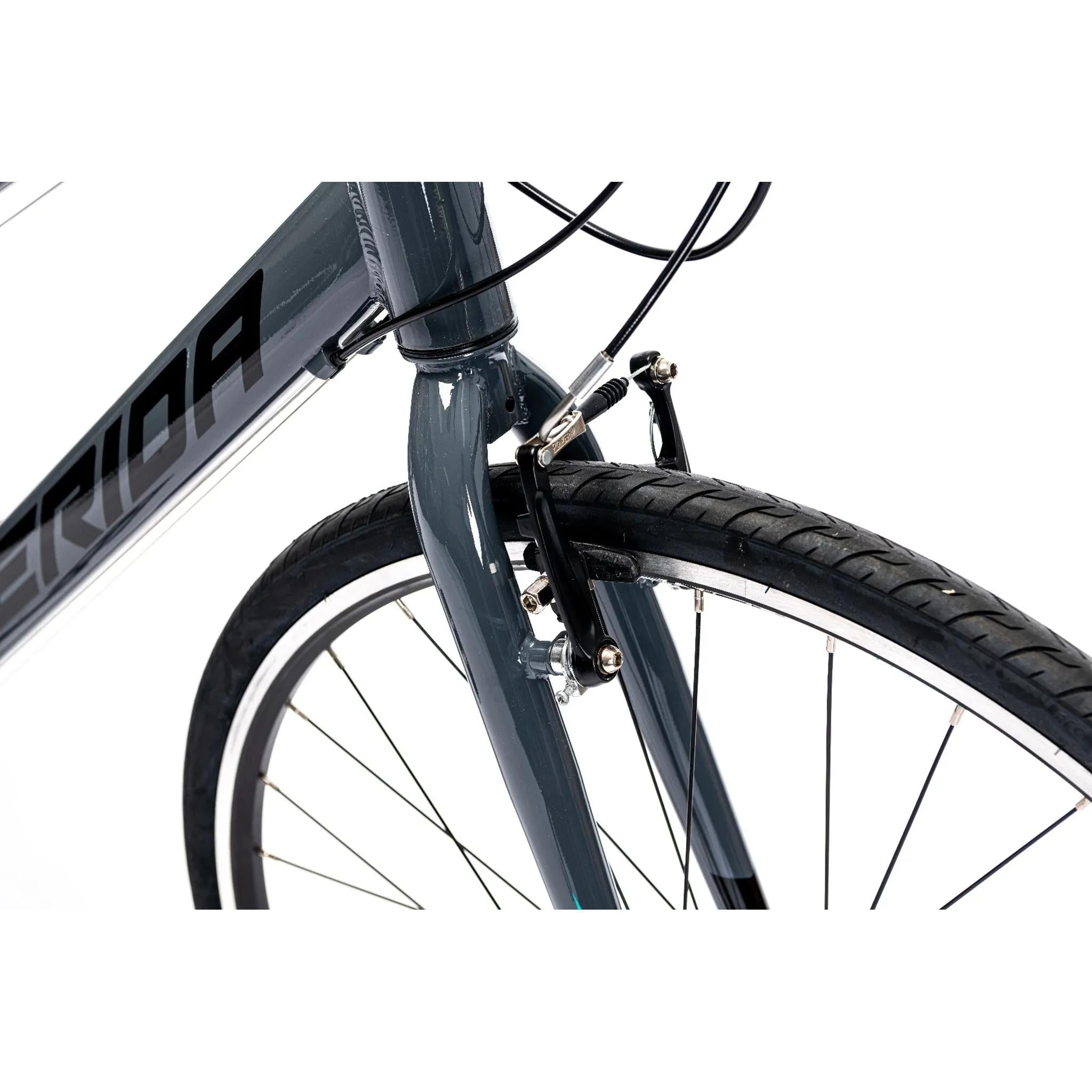 Merida Women's Flat Bar Road Bicycle - Speeder 10-V W in Glossy Grey, Black and Teal Colors