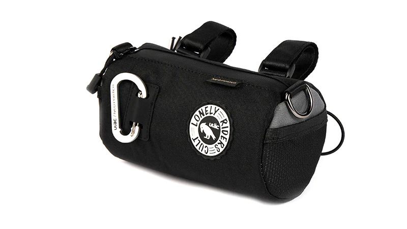 ULAC 1.5L Black/Grey Handlebar Roll Bag with Carabiner for Bicycles