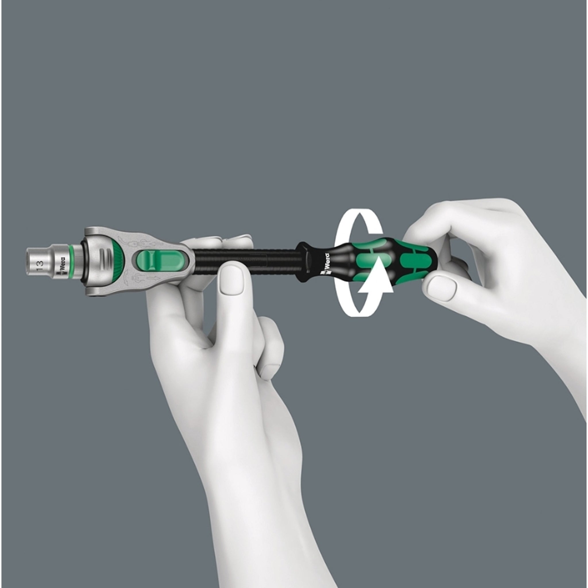 Wera 8008 A Zyklop Mini Ratchet with 1/4 Square Drive for Precise Work