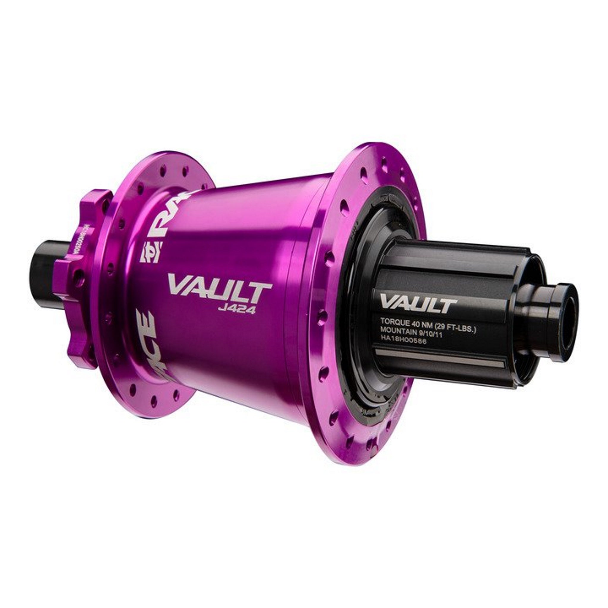 Race Face Rear Bicycle Hub - Vault R 12X148 Boost 424J 32H XD in Vibrant Purple Color