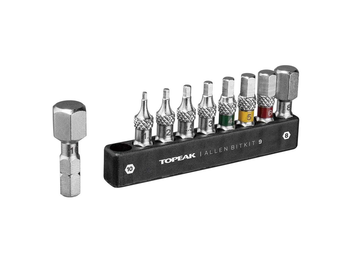 Topeak 9-Piece Allen Bitkit for Ratchet and Torque Wrenches - Ideal for Bike Repair