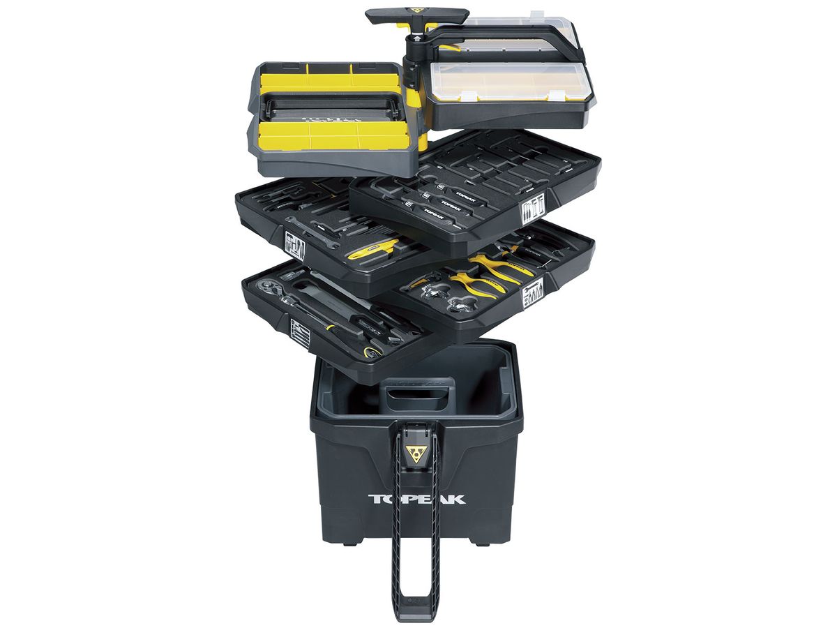 Topeak Professional Bike Tool Set - Prepstation Pro 55 with Easy - Moving Trolley Tool Station
