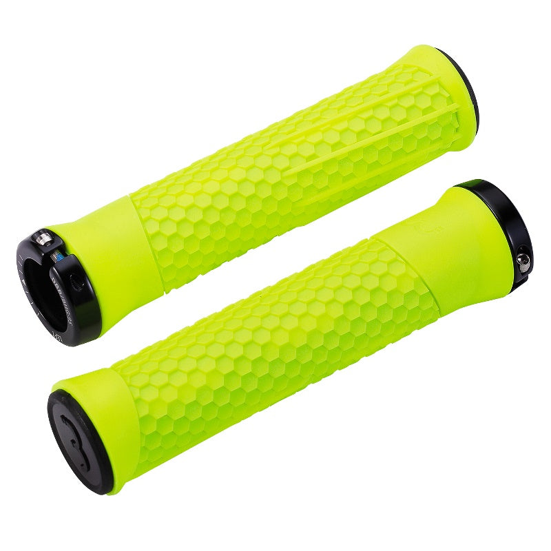 142mm Neon BBB Python Mountain Bike Grips with Black Lockring