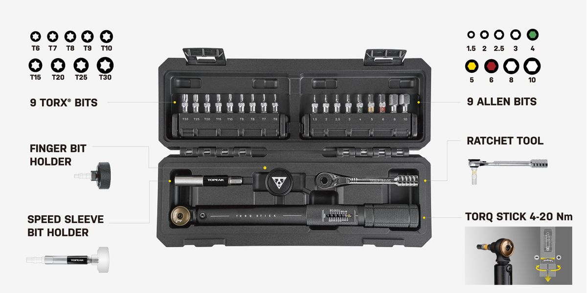 Topeak Pro Torq Stick Workshop Tool: 4 - 20 Nm Adjustable Torque Wrench
