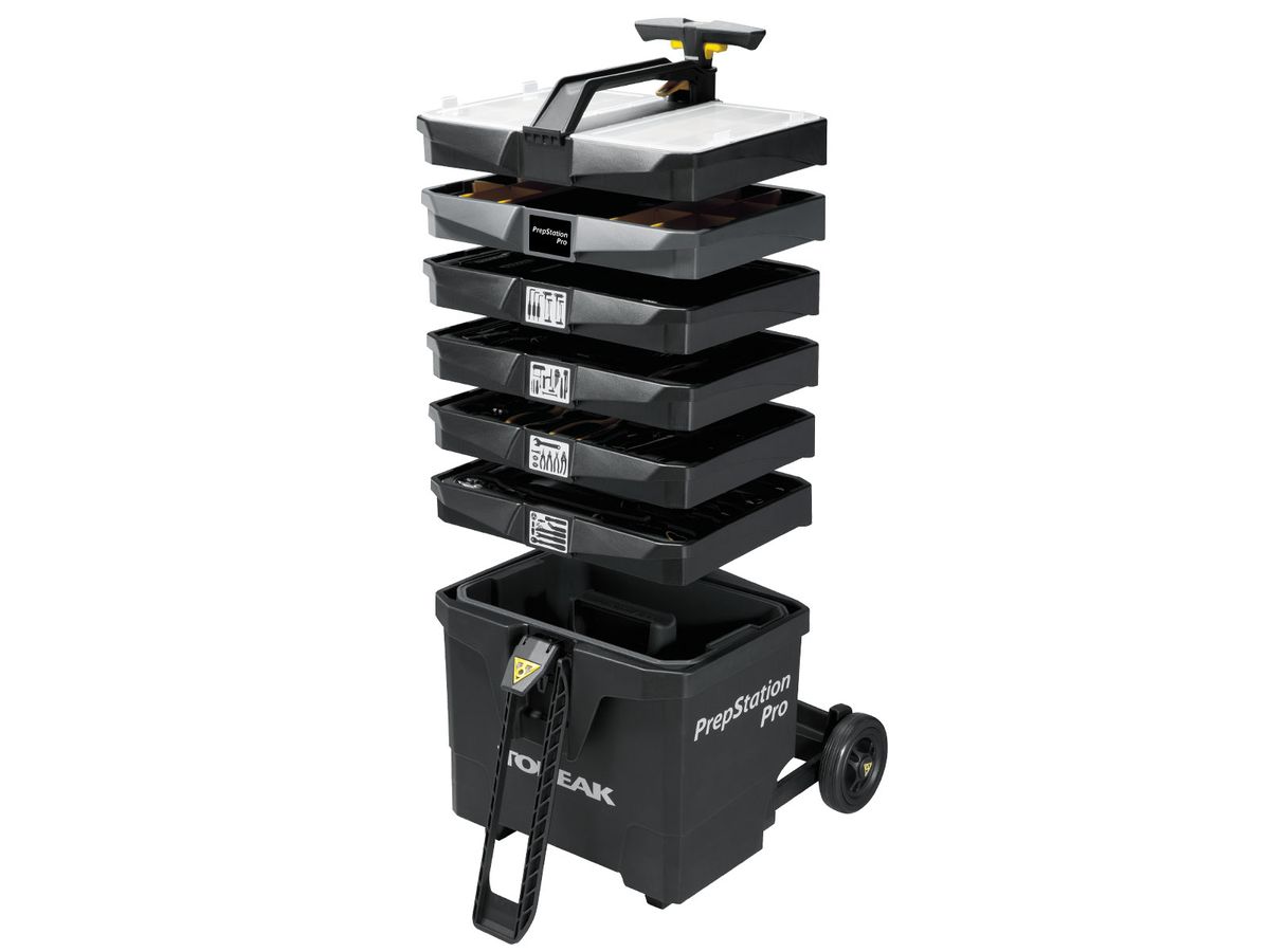Topeak Professional Bike Tool Set - Prepstation Pro 55 with Easy - Moving Trolley Tool Station
