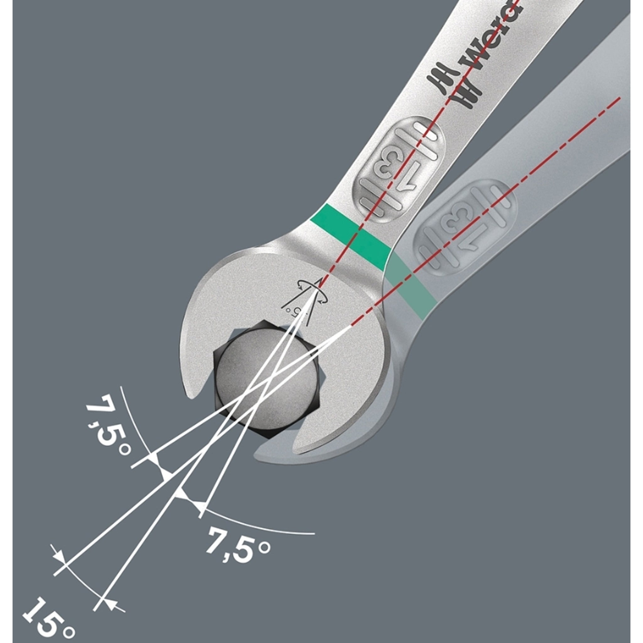 Wera Tools High - Performance 15mm Combination Pedal Wrench 6003 Joker for Tight Spaces