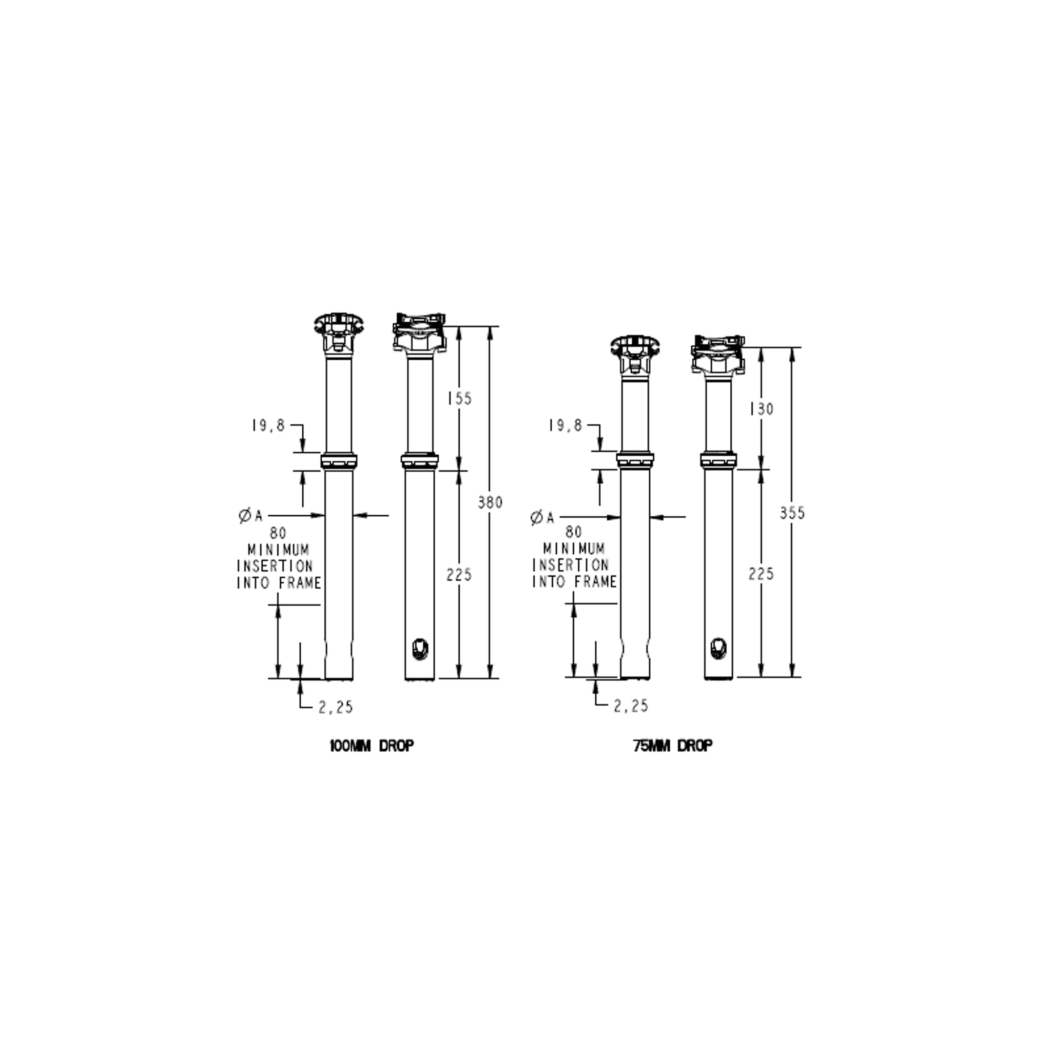 Race Face Turbine SL 30.9mm Diameter 100mm Drop Dropper Post (No Lever)