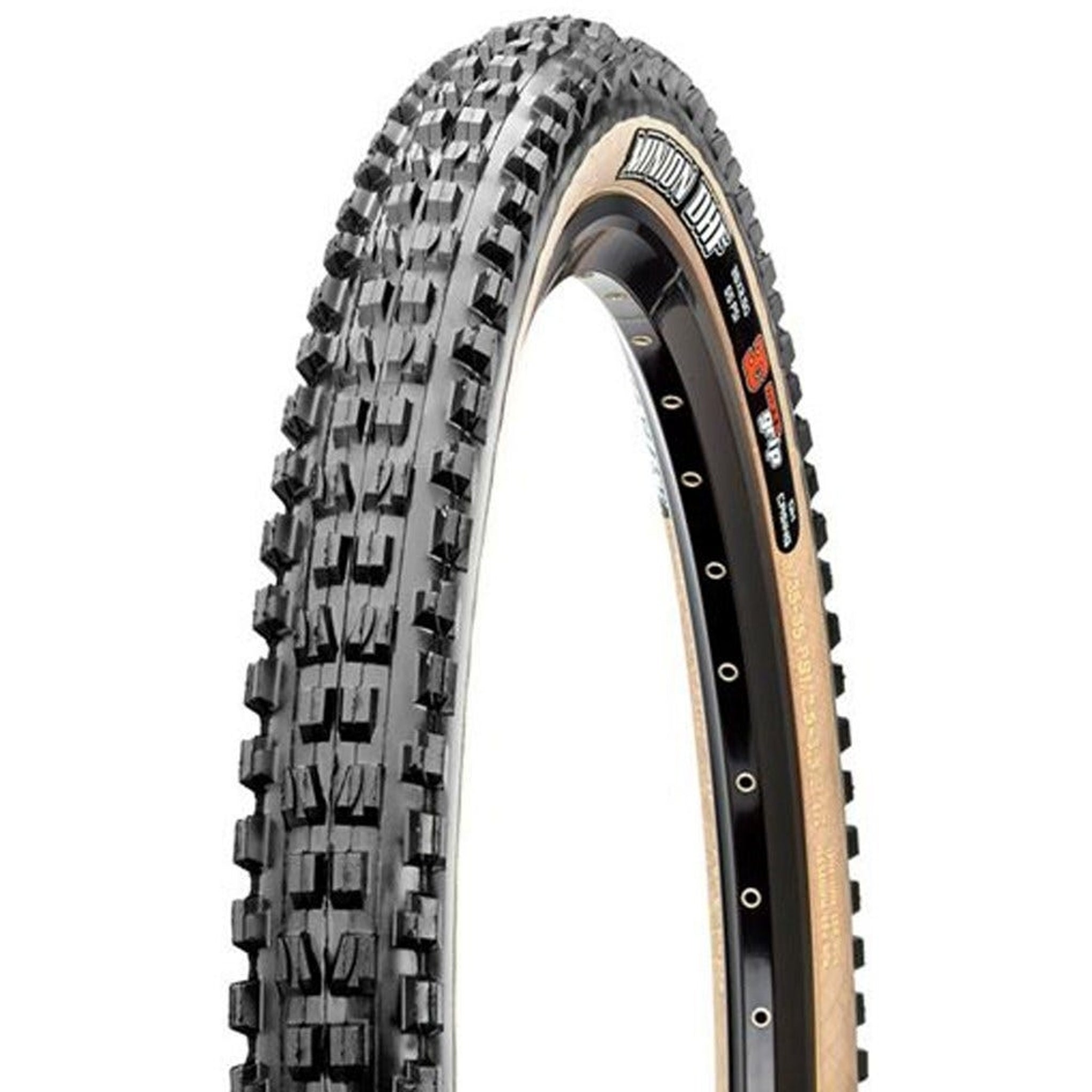 Maxxis Minion DHF 27.5 X 2.5 Folding MTB Tyre in Black/Skinwall with EXO TR