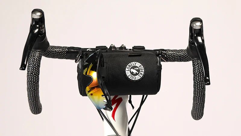 ULAC 1.5L Black/Grey Handlebar Roll Bag with Carabiner for Bicycles