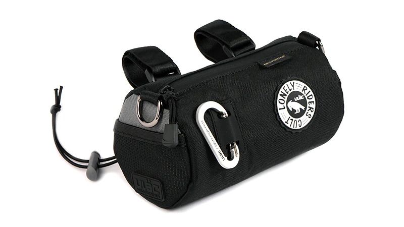ULAC 1.5L Black/Grey Handlebar Roll Bag with Carabiner for Bicycles