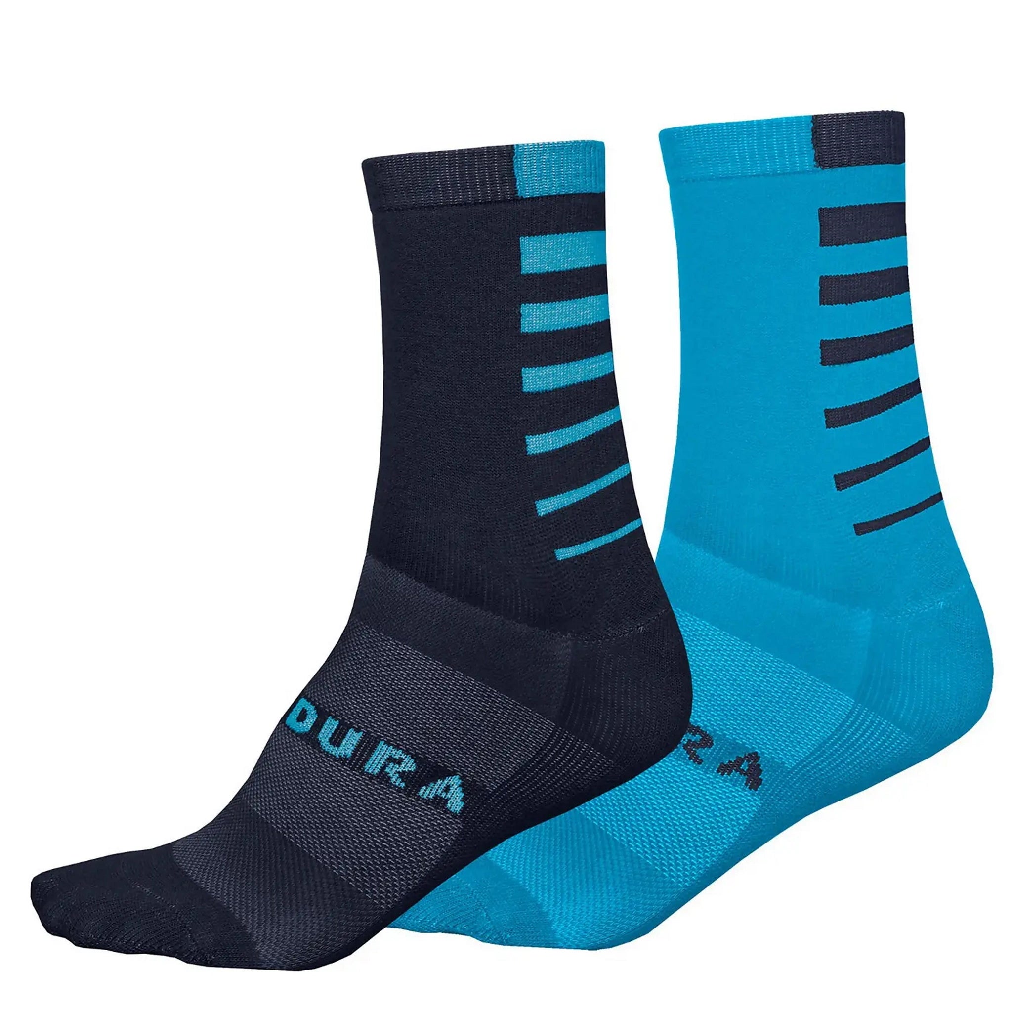 Endura Twin Pack Electric Blue Coolmax Stripe Cycling and Everyday Socks