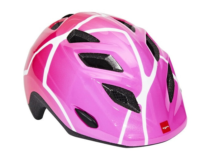 Met Genio Youth Helmet with Glossy Pink Star Design
