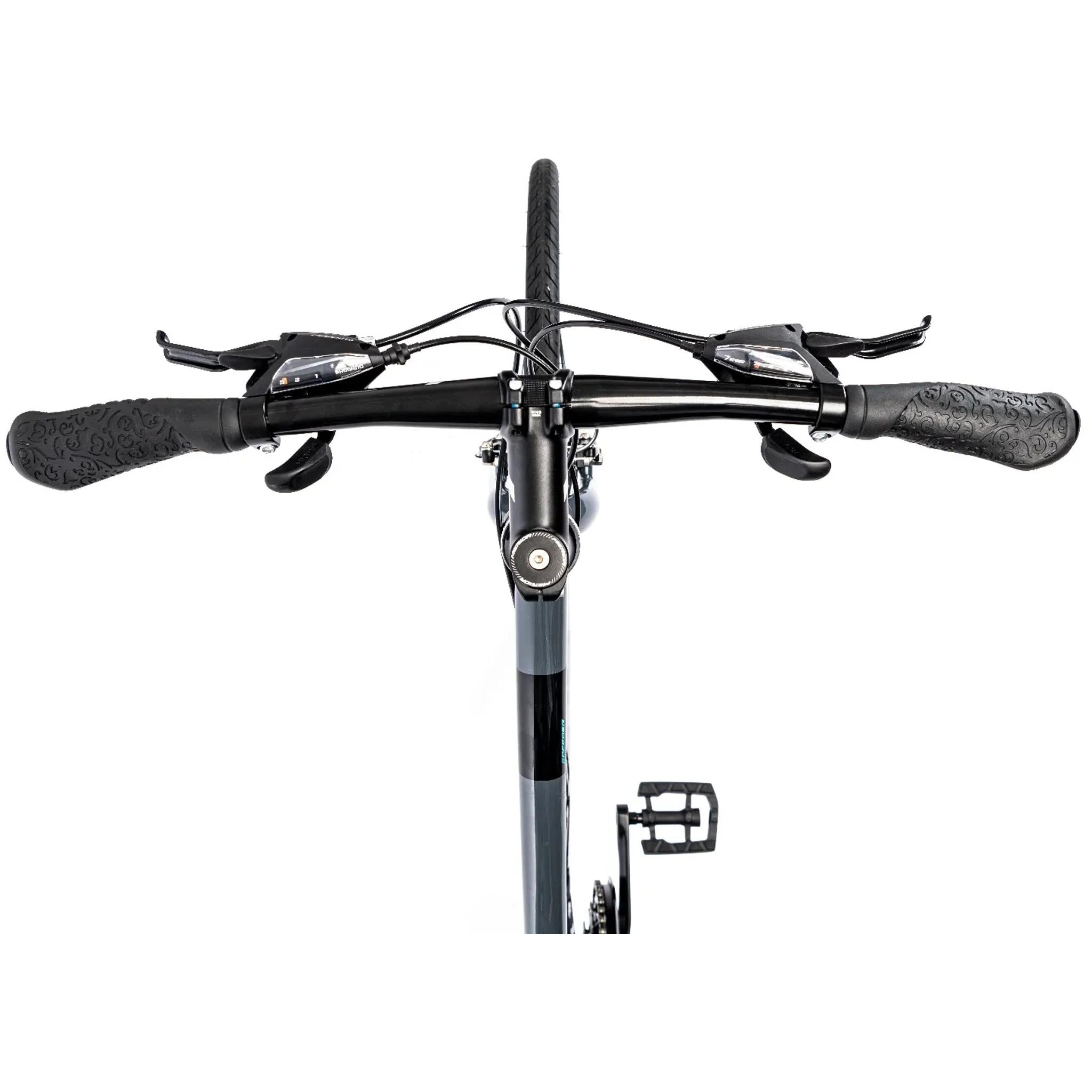 Merida Women's Flat Bar Road Bicycle - Speeder 10-V W in Glossy Grey, Black and Teal Colors