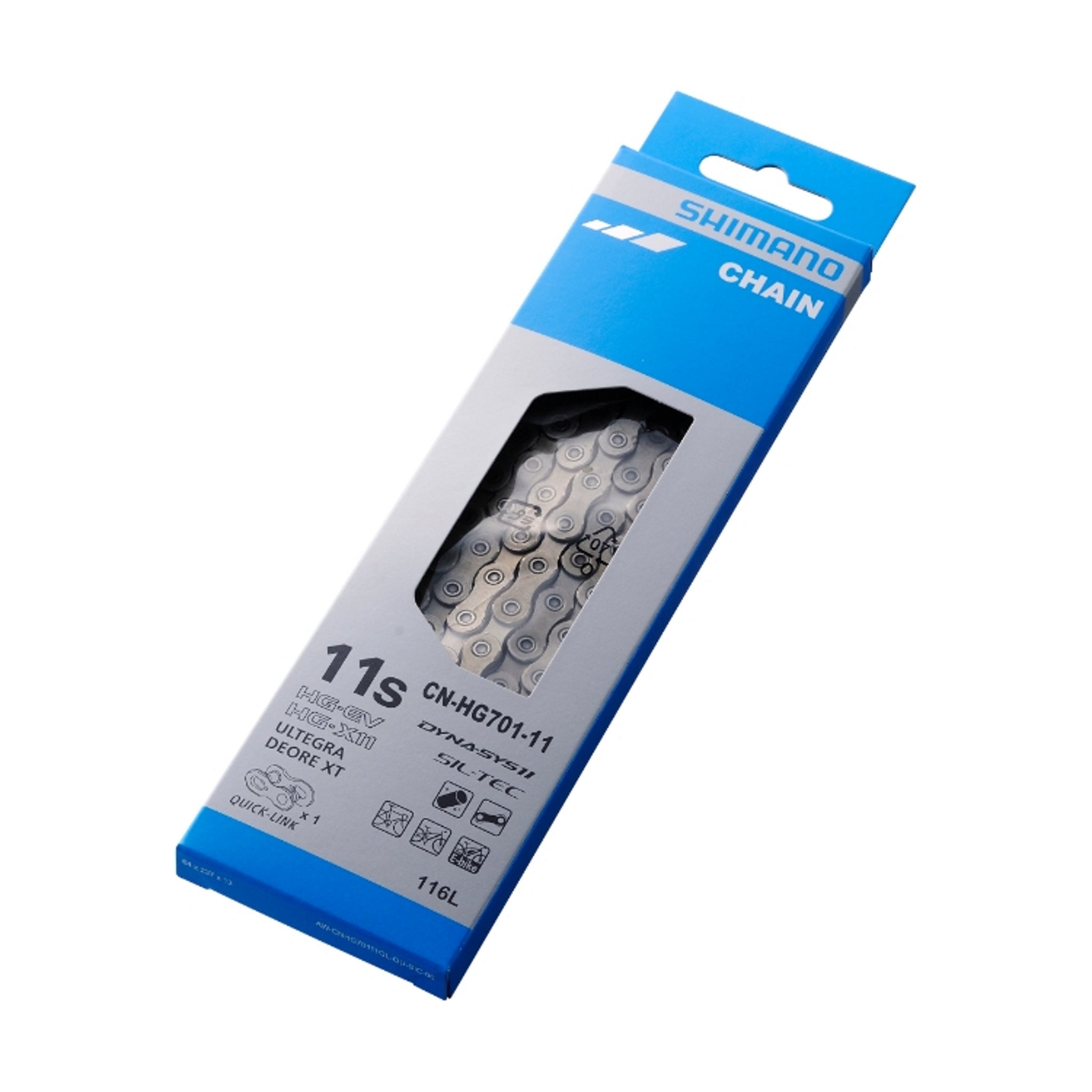 Shimano Ultegra/Deore XT 11-Speed Bicycle Chain - CN-HG701-11 Sil-Tec Coated 116-Link Chain with Quick Connector